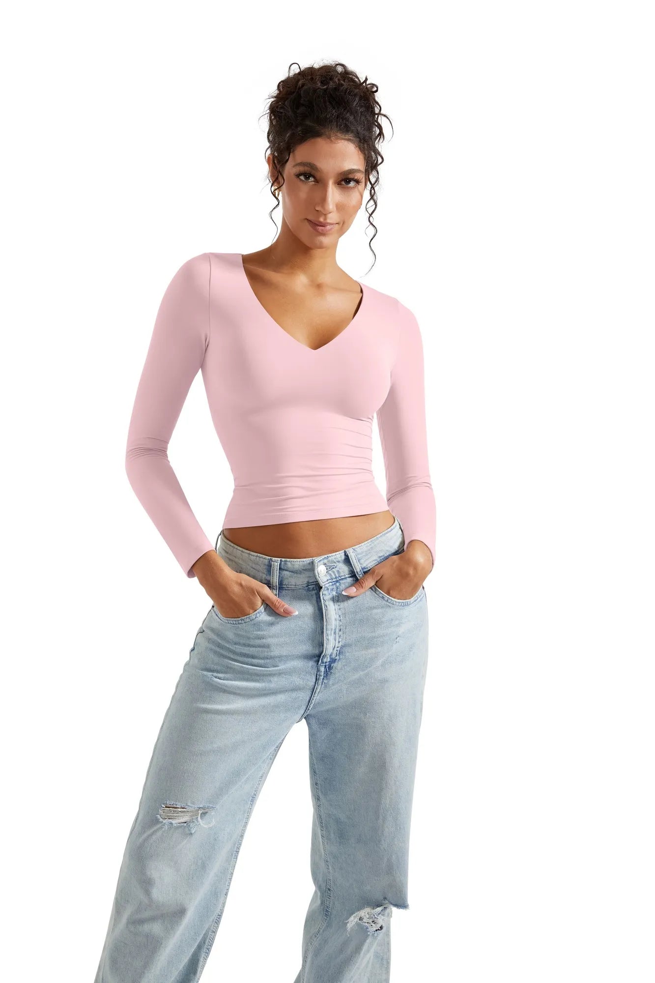 Buttery Soft V Neck Shirt - Long Sleeve