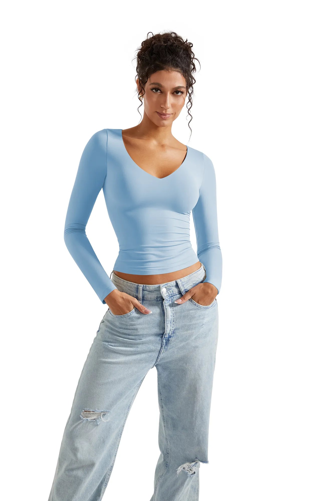Buttery Soft V Neck Shirt - Long Sleeve