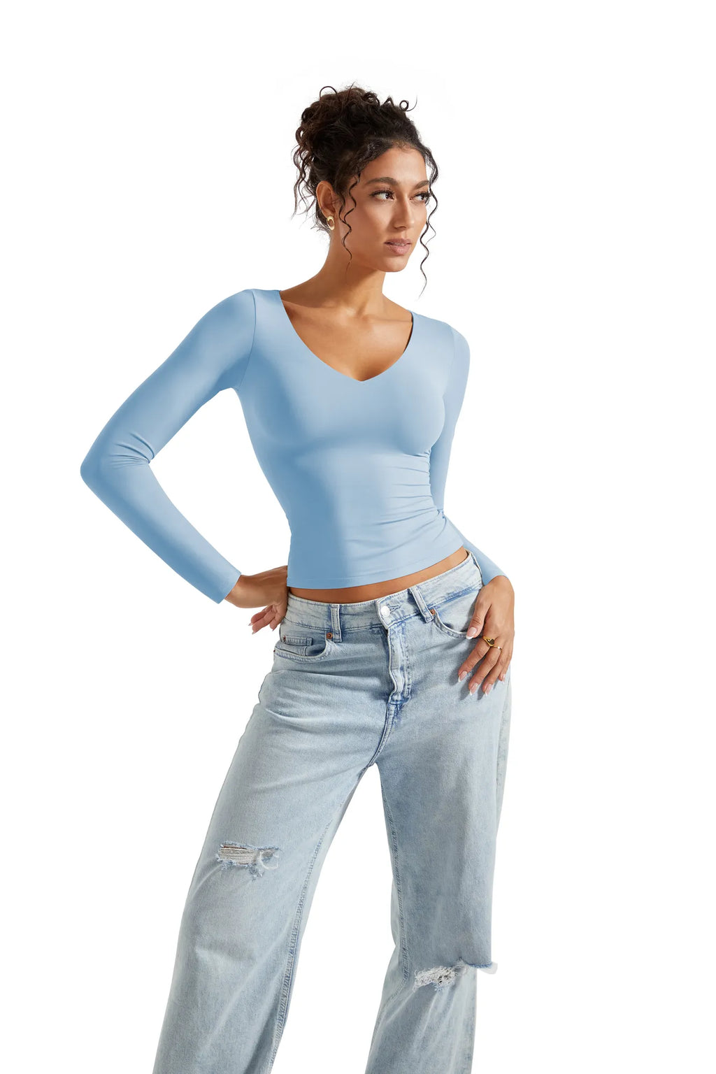 Buttery Soft V Neck Shirt - Long Sleeve