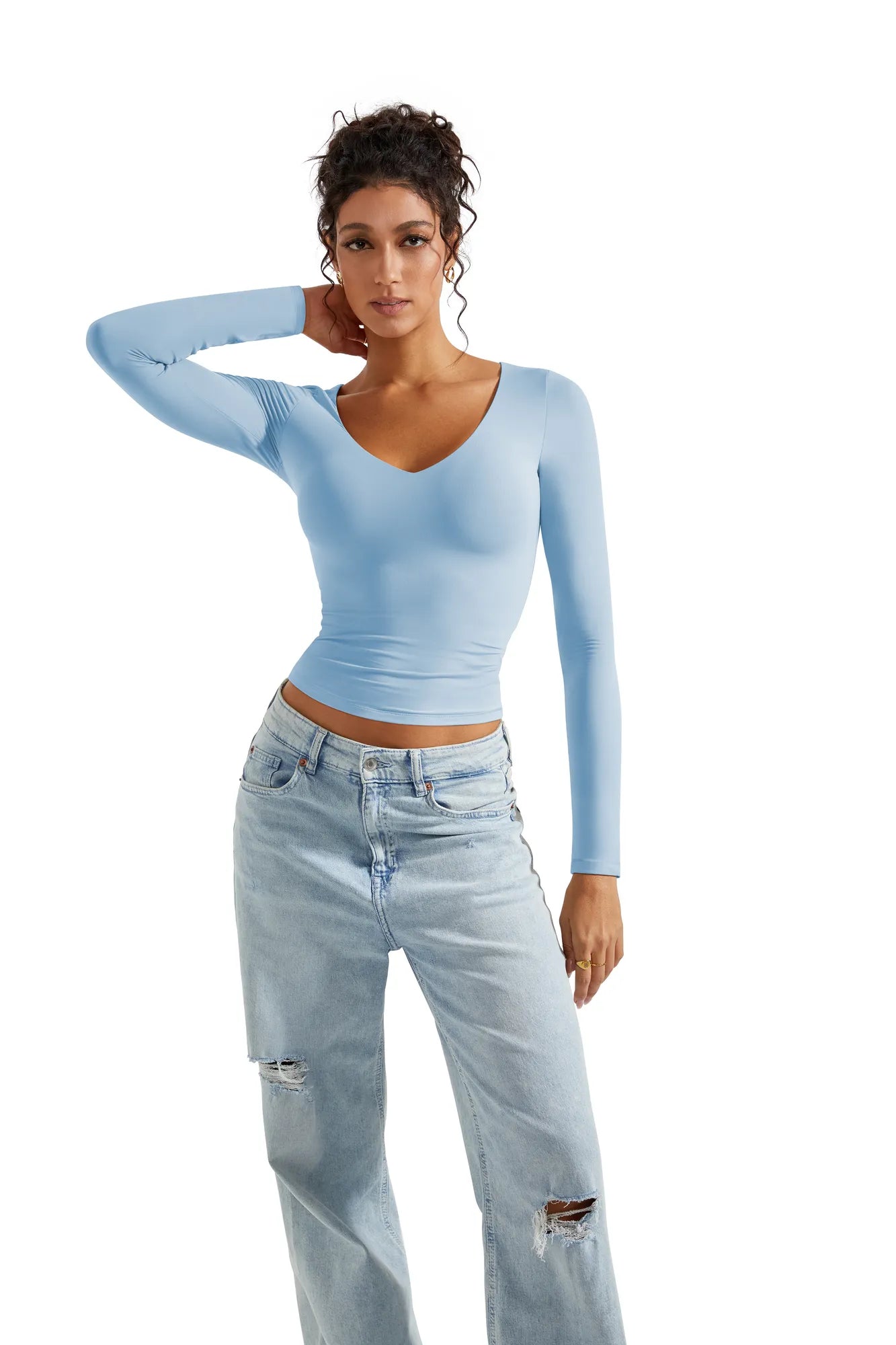 Buttery Soft V Neck Shirt - Long Sleeve