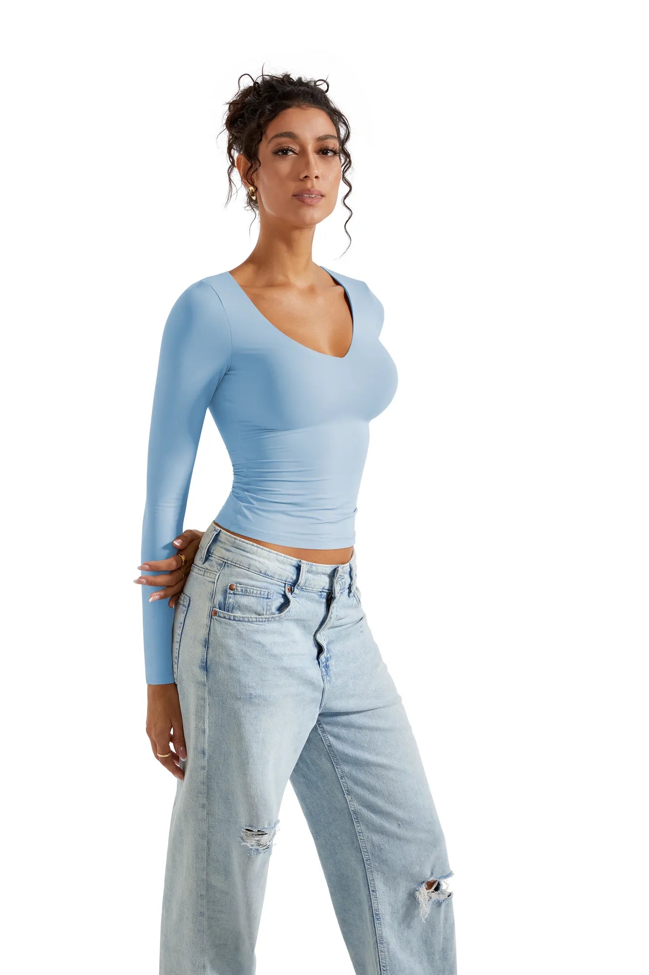 Buttery Soft V Neck Shirt - Long Sleeve