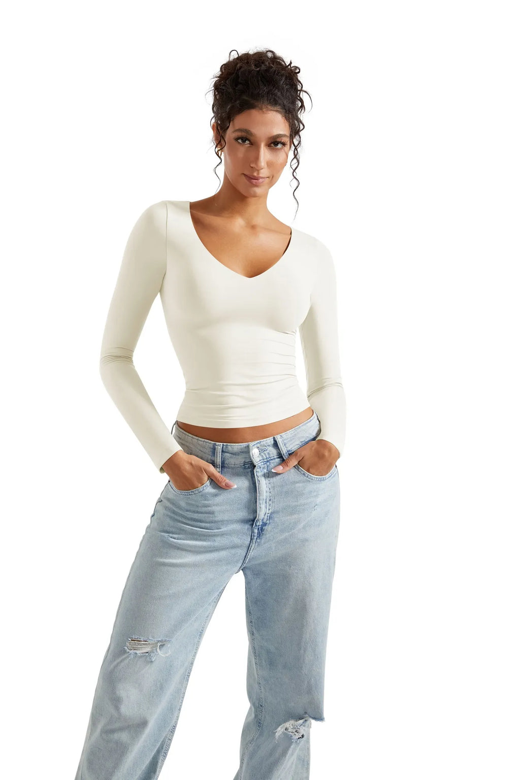 Buttery Soft V Neck Shirt - Long Sleeve
