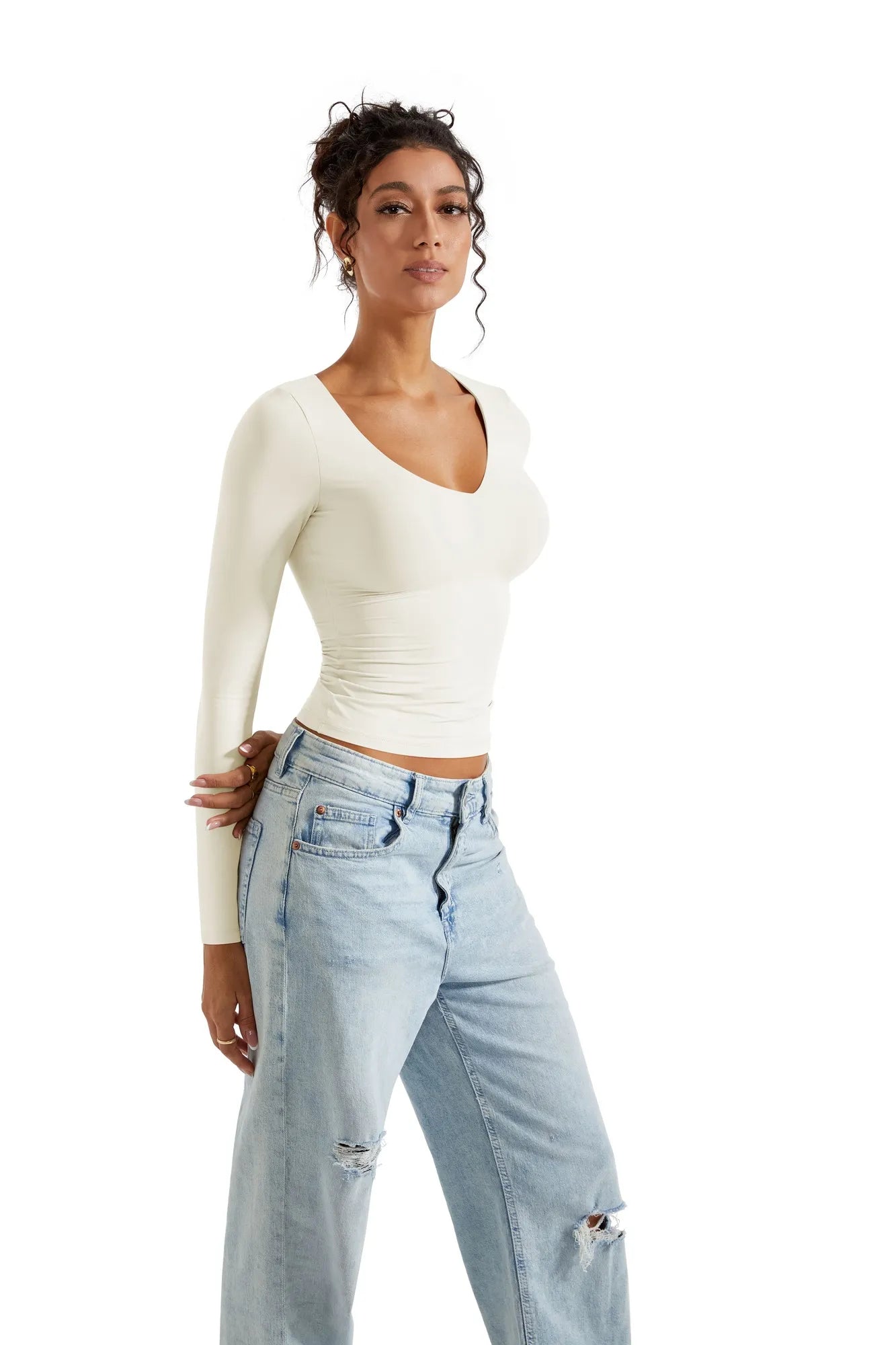 Buttery Soft V Neck Shirt - Long Sleeve