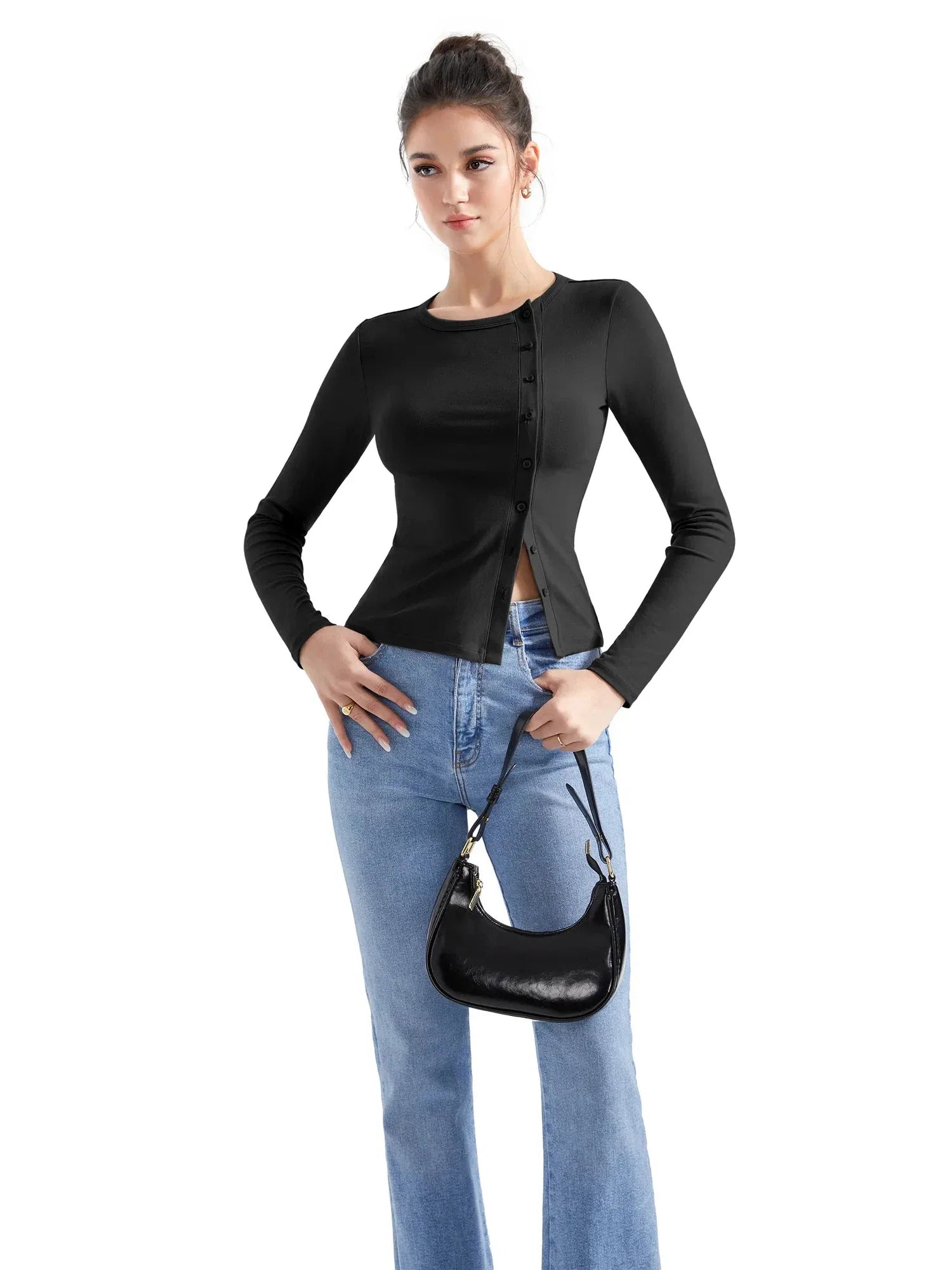 Ribbed Button Down Shirt - Long Sleeve