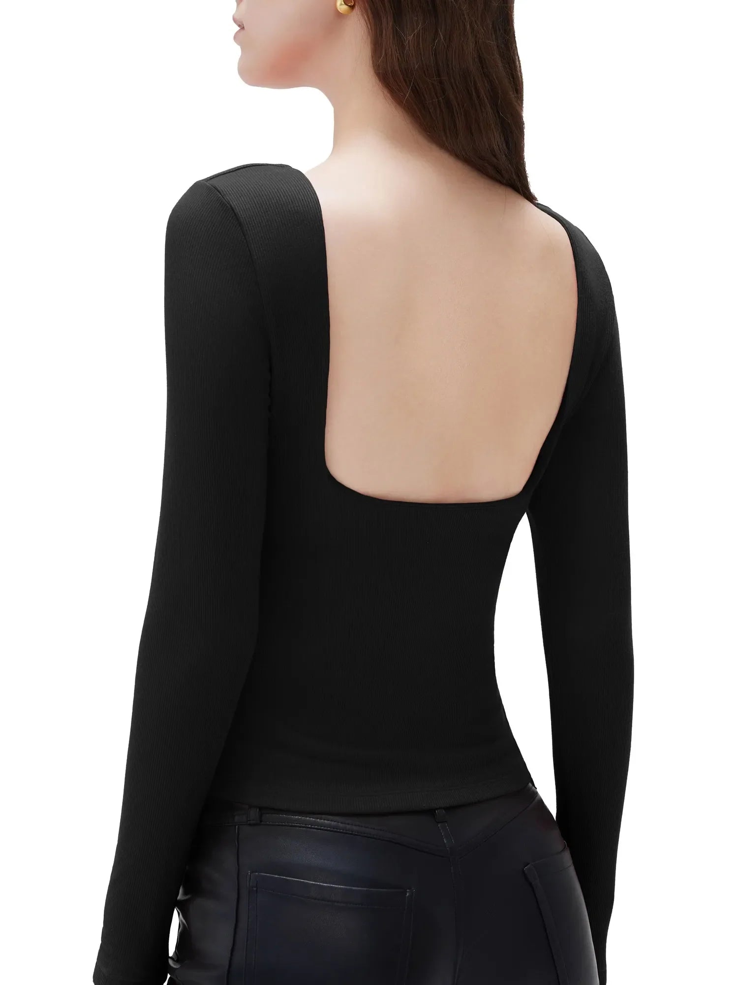 Modal Padded Backless Shirt - Long Sleeve