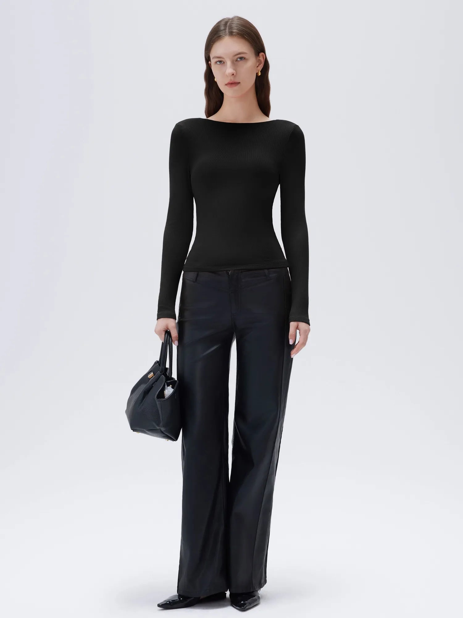 Modal Padded Backless Shirt - Long Sleeve