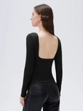 Modal Padded Backless Shirt - Long Sleeve