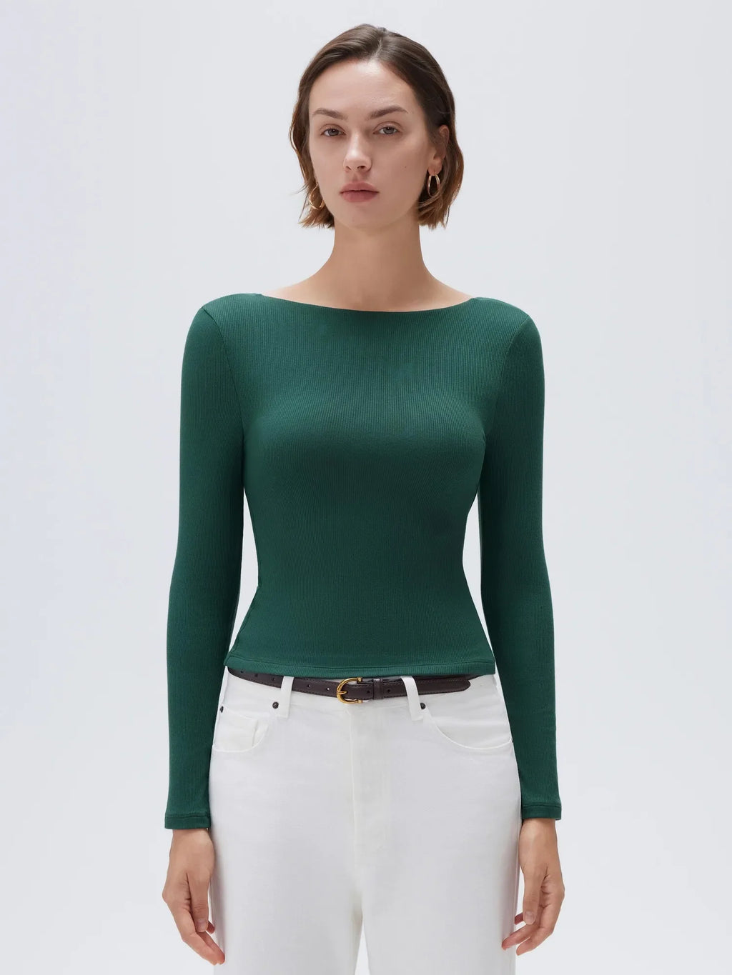 Modal Padded Backless Shirt - Long Sleeve