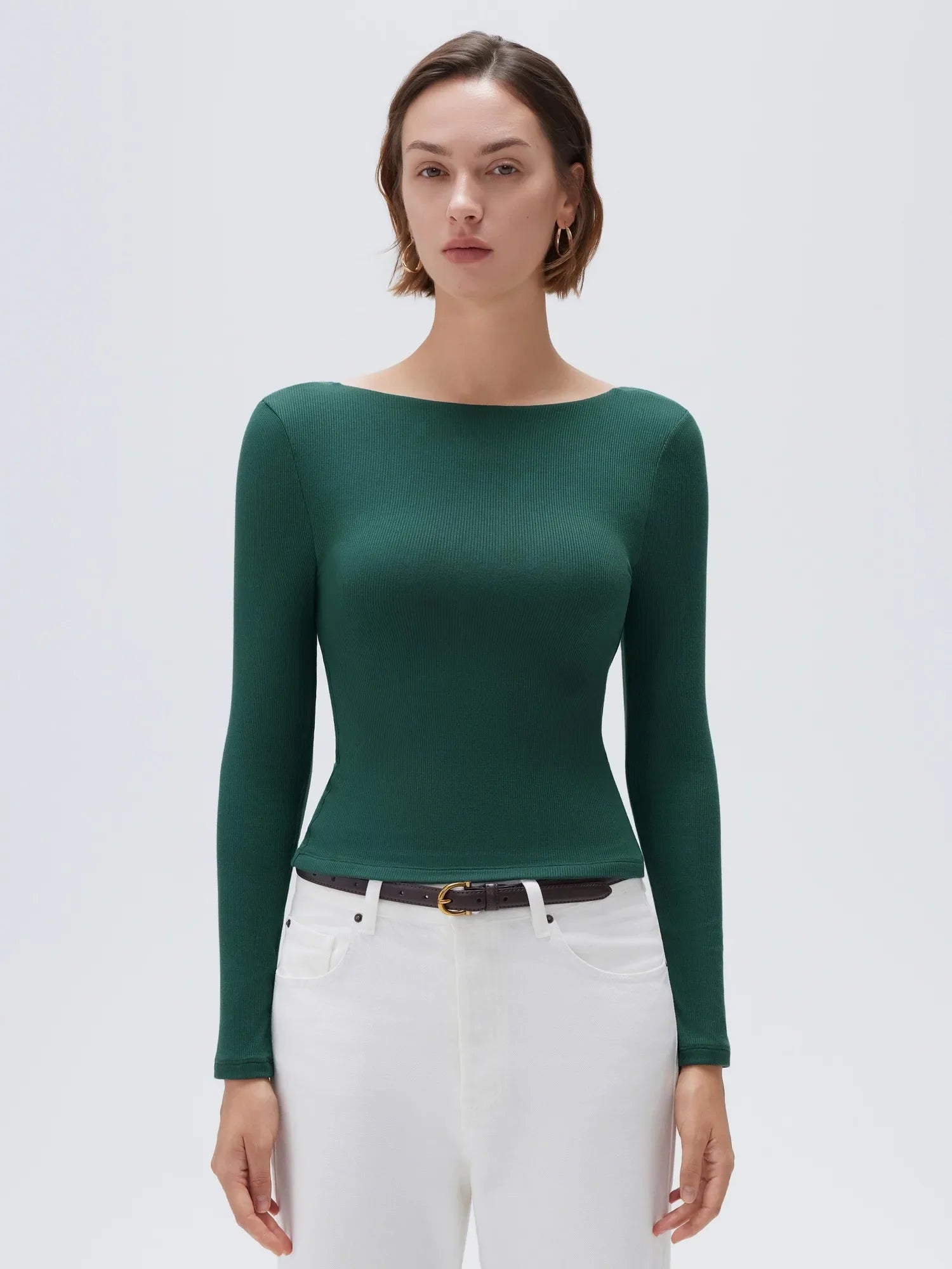 Modal Padded Backless Shirt - Long Sleeve