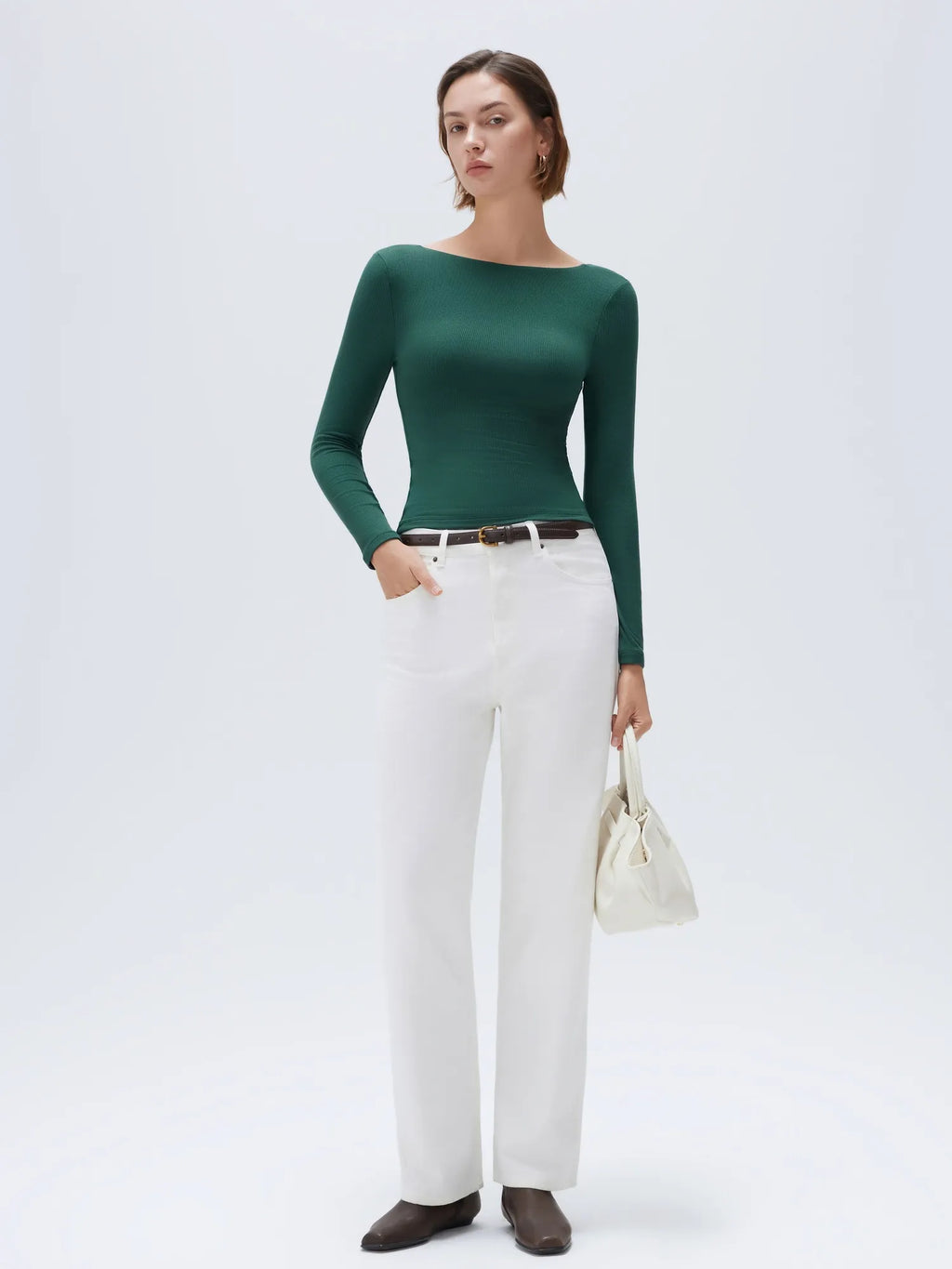 Modal Padded Backless Shirt - Long Sleeve