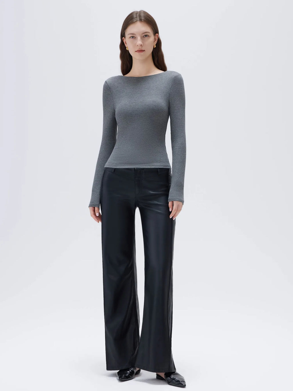 Modal Padded Backless Shirt - Long Sleeve