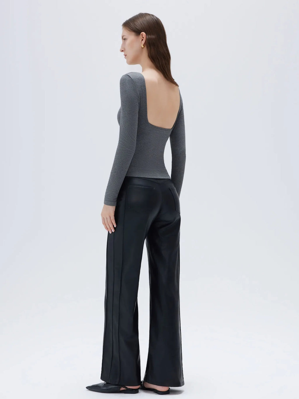Modal Padded Backless Shirt - Long Sleeve