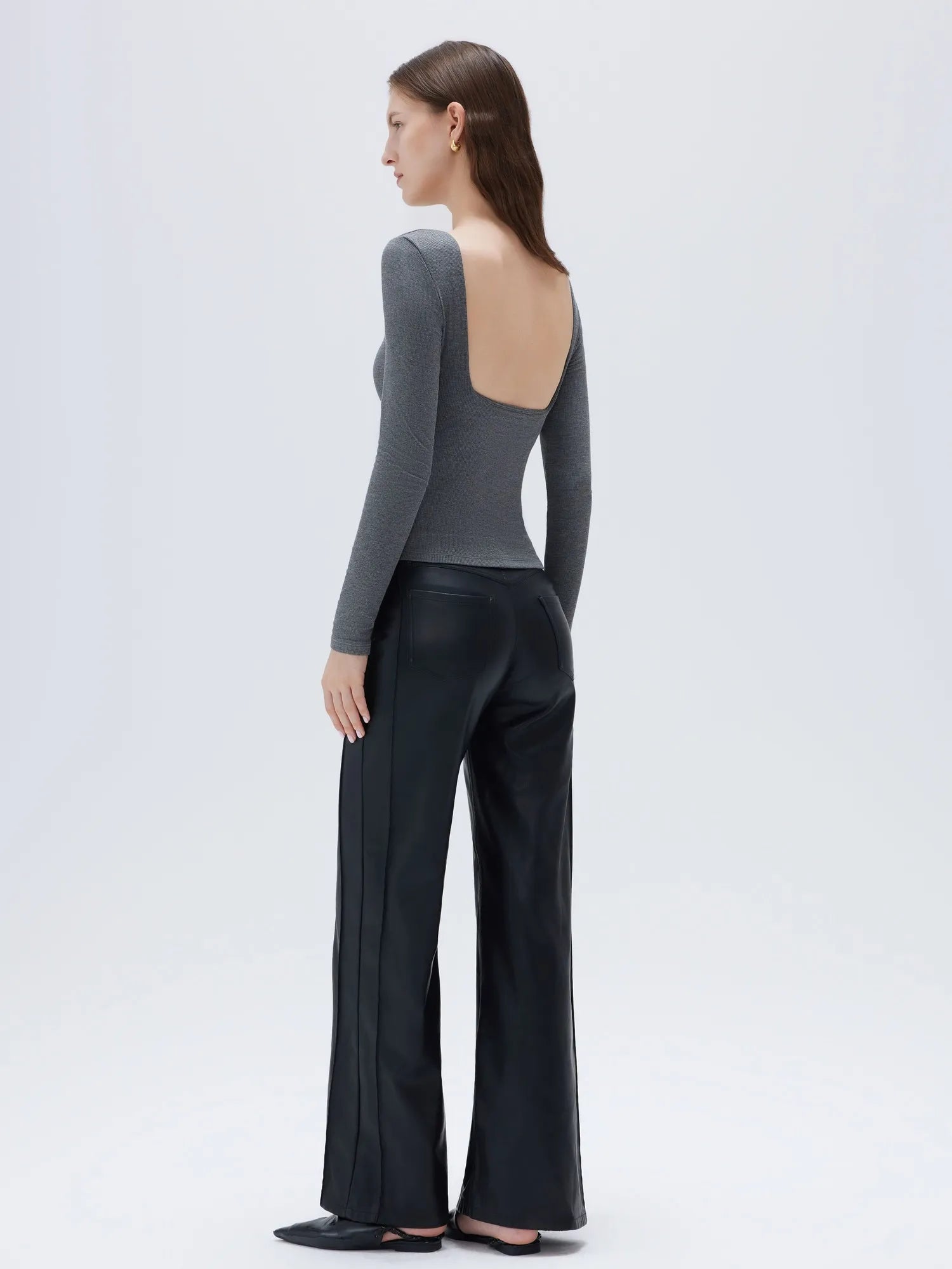 Modal Padded Backless Shirt - Long Sleeve
