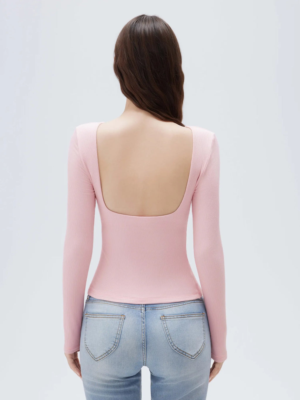 Modal Padded Backless Shirt - Long Sleeve