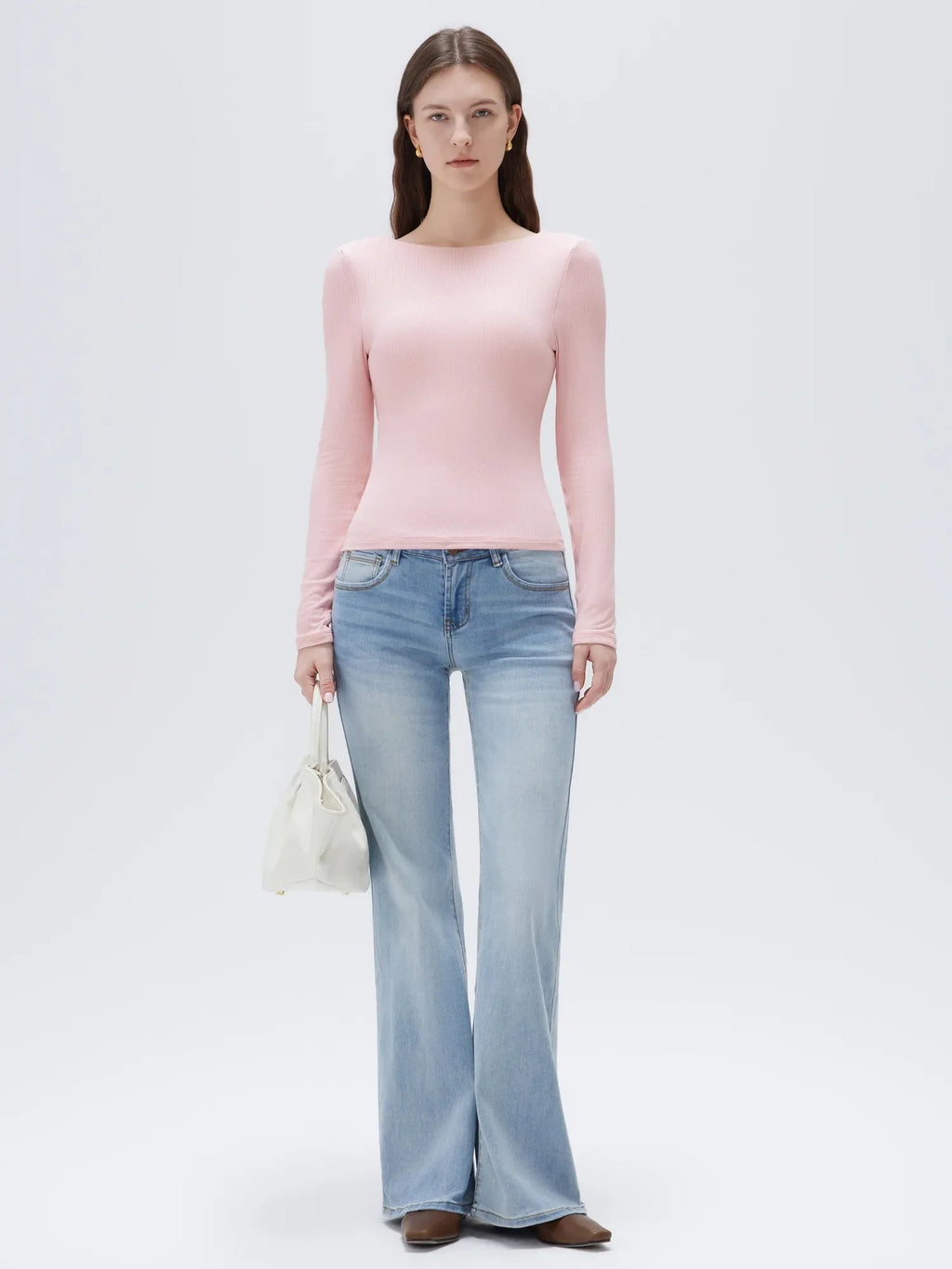 Modal Padded Backless Shirt - Long Sleeve