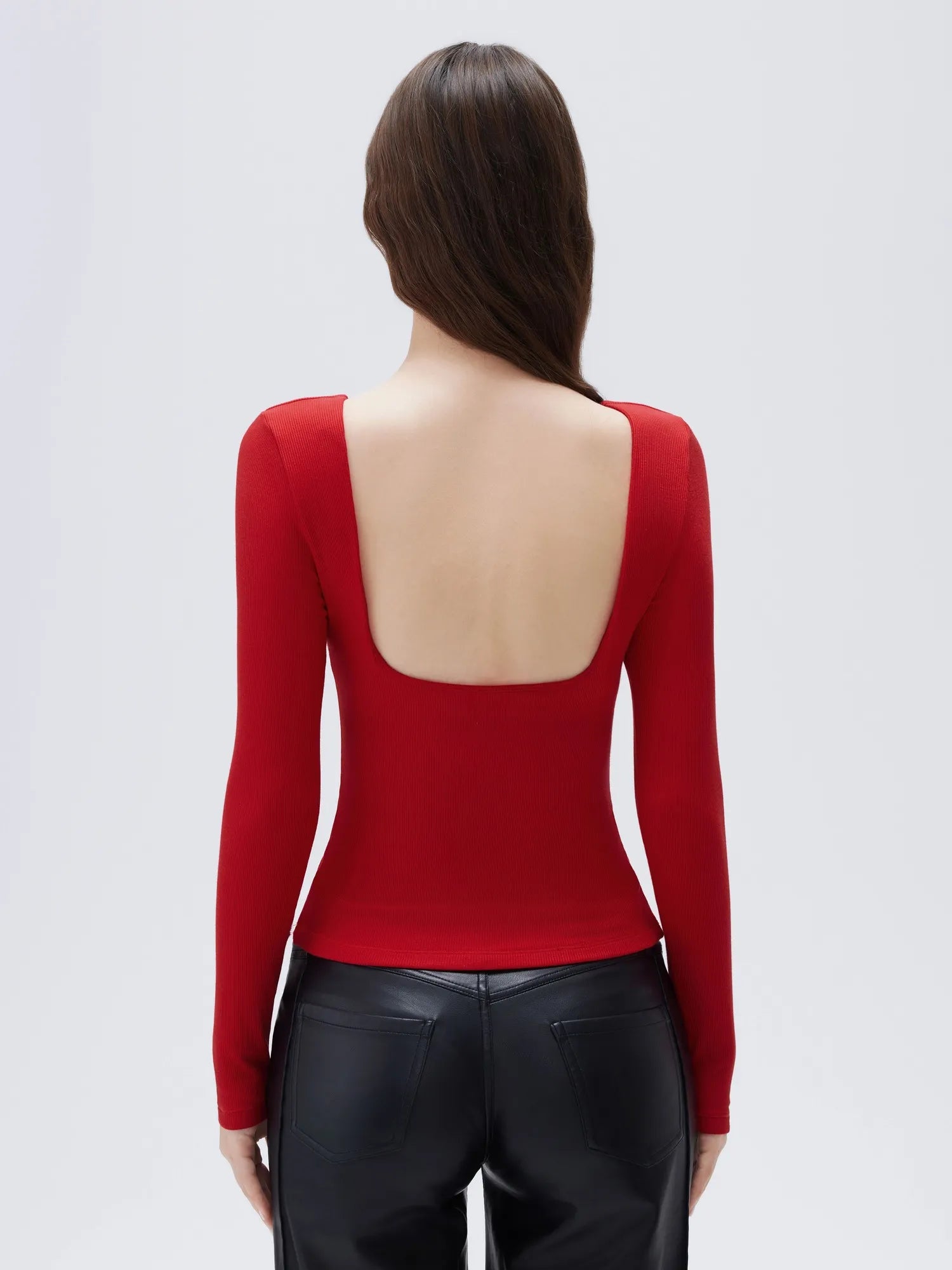 Modal Padded Backless Shirt - Long Sleeve
