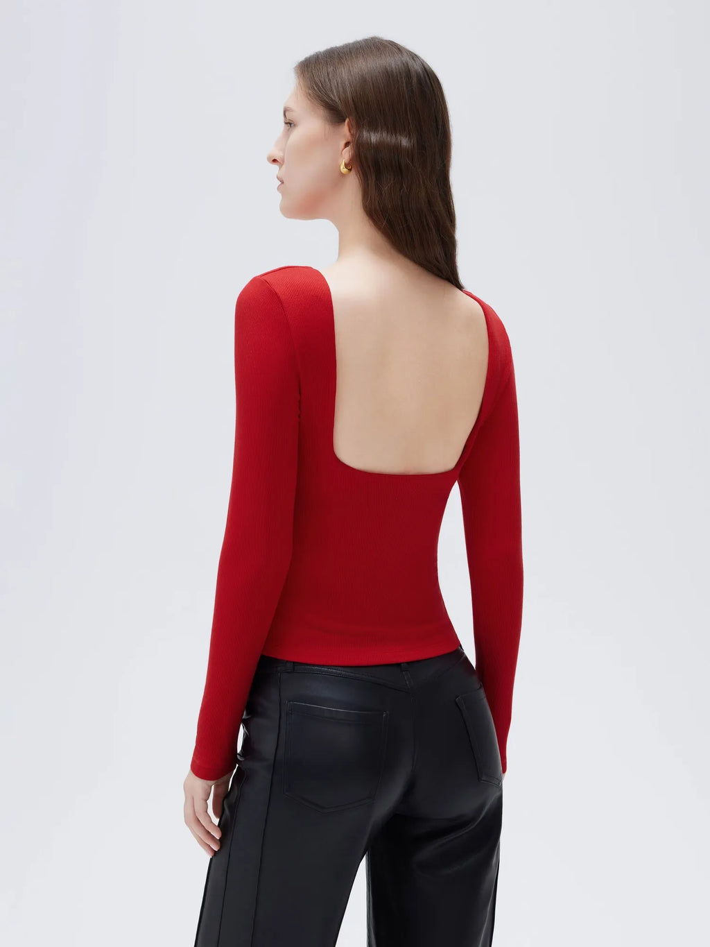 Modal Padded Backless Shirt - Long Sleeve