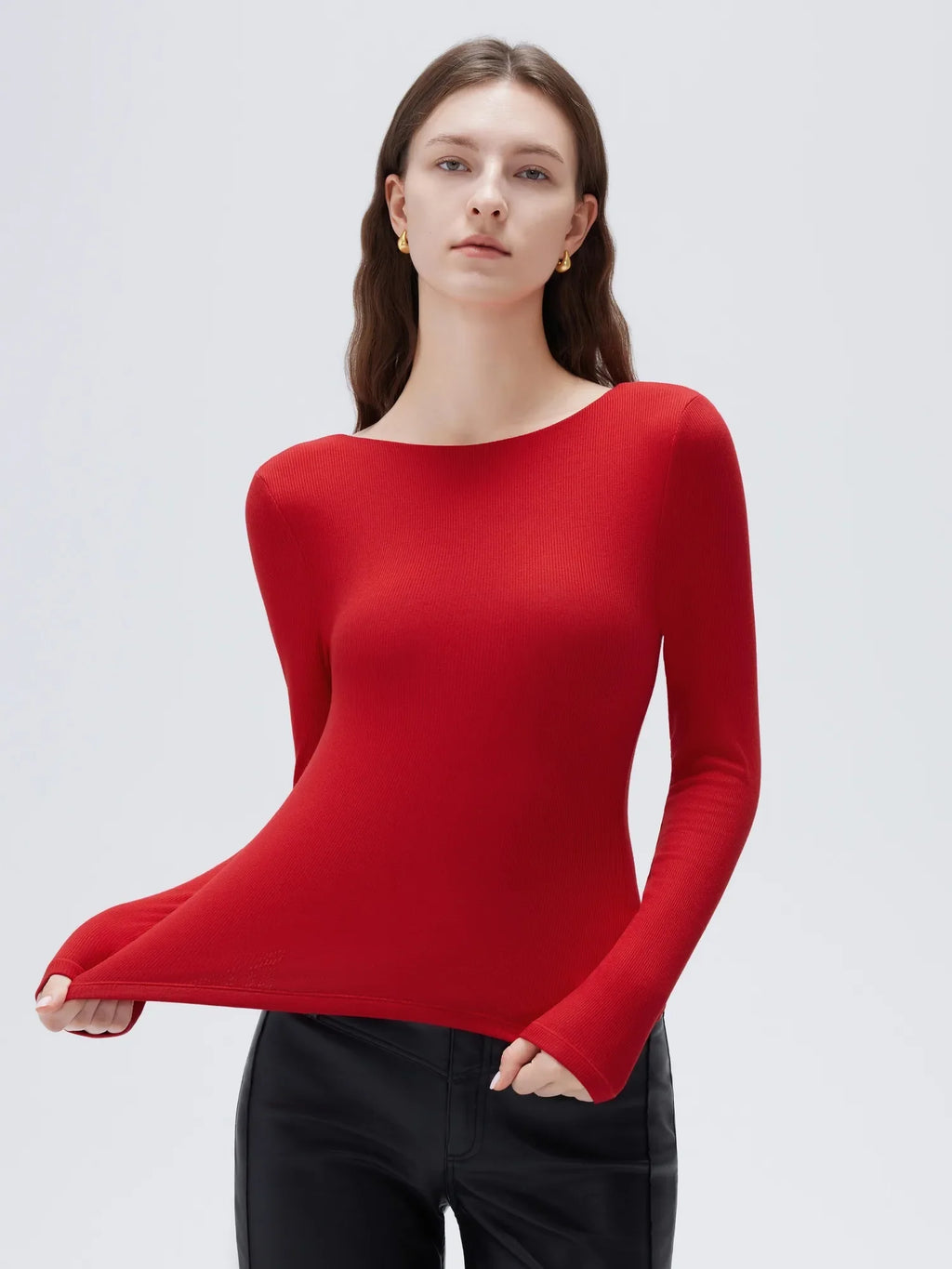 Modal Padded Backless Shirt - Long Sleeve