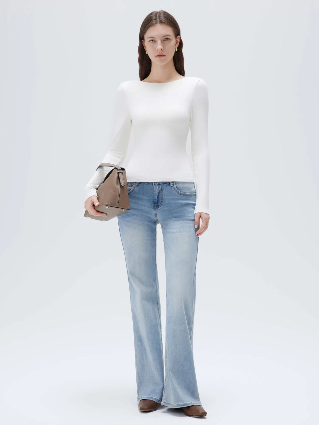 Modal Padded Backless Shirt - Long Sleeve