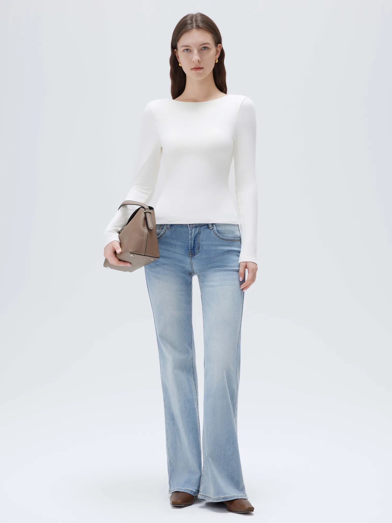 Modal Padded Backless Shirt - Long Sleeve