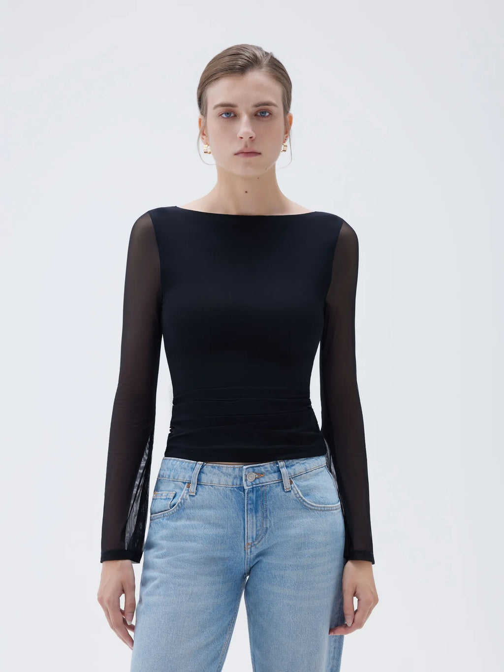 Mesh Boat Neck Shirt - Bell Long Sleeve