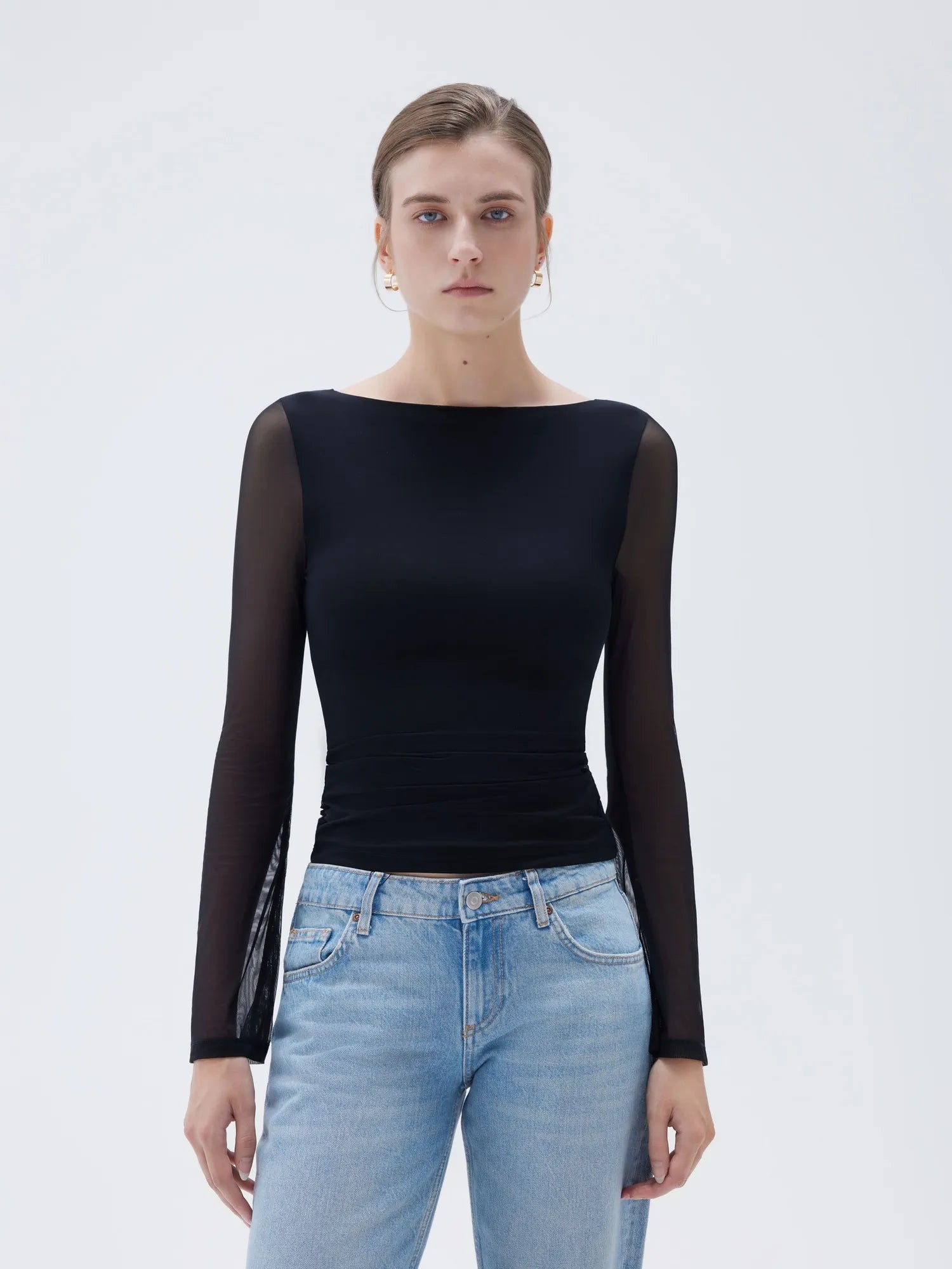 Mesh Boat Neck Shirt - Bell Long Sleeve
