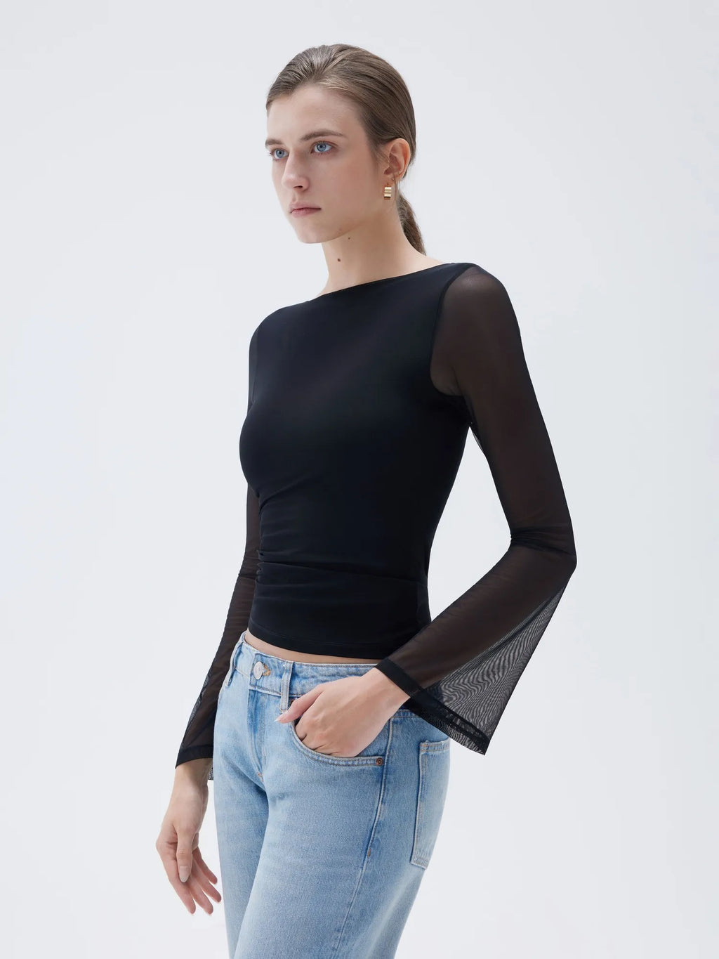 Mesh Boat Neck Shirt - Bell Long Sleeve