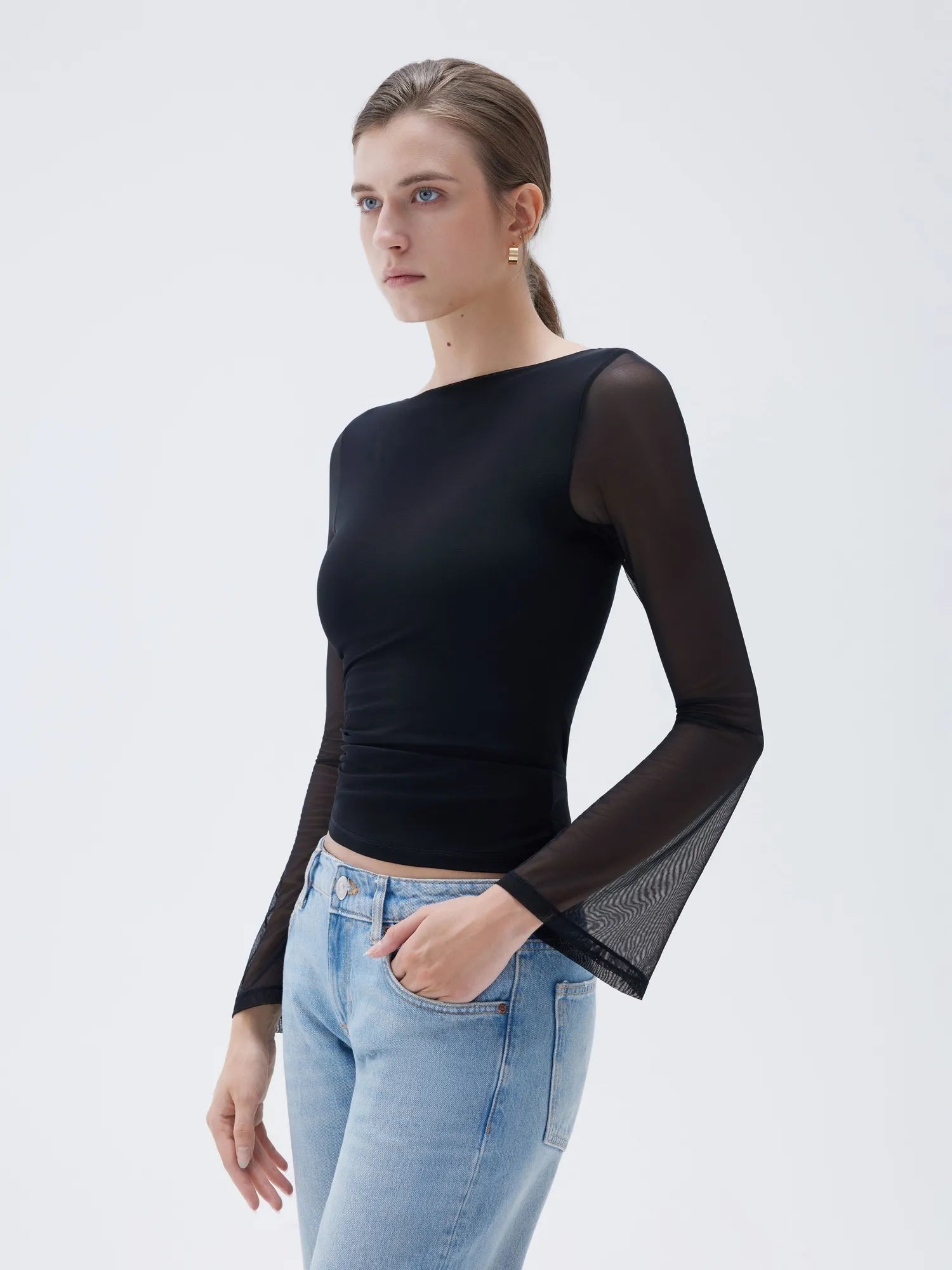 Mesh Boat Neck Shirt - Bell Long Sleeve
