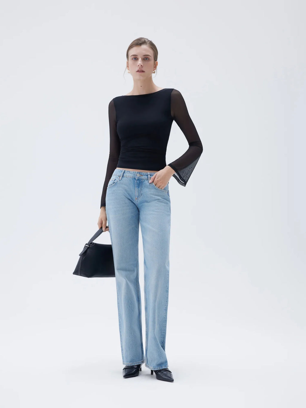 Mesh Boat Neck Shirt - Bell Long Sleeve