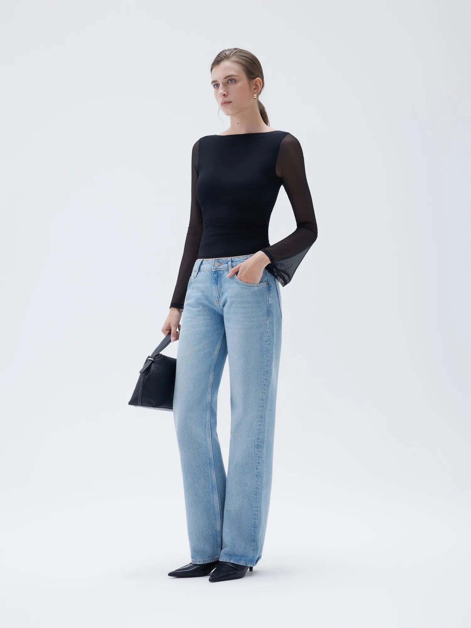 Mesh Boat Neck Shirt - Bell Long Sleeve