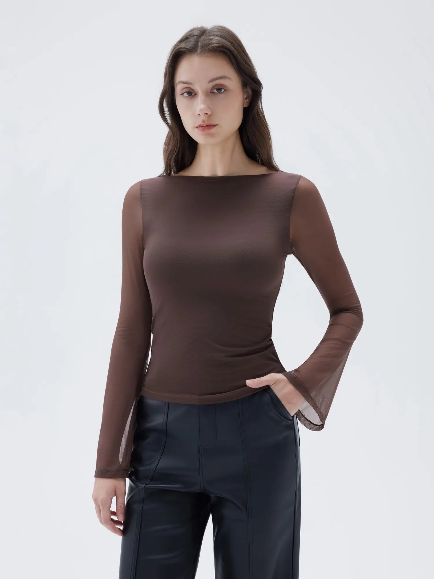 Mesh Boat Neck Shirt - Bell Long Sleeve
