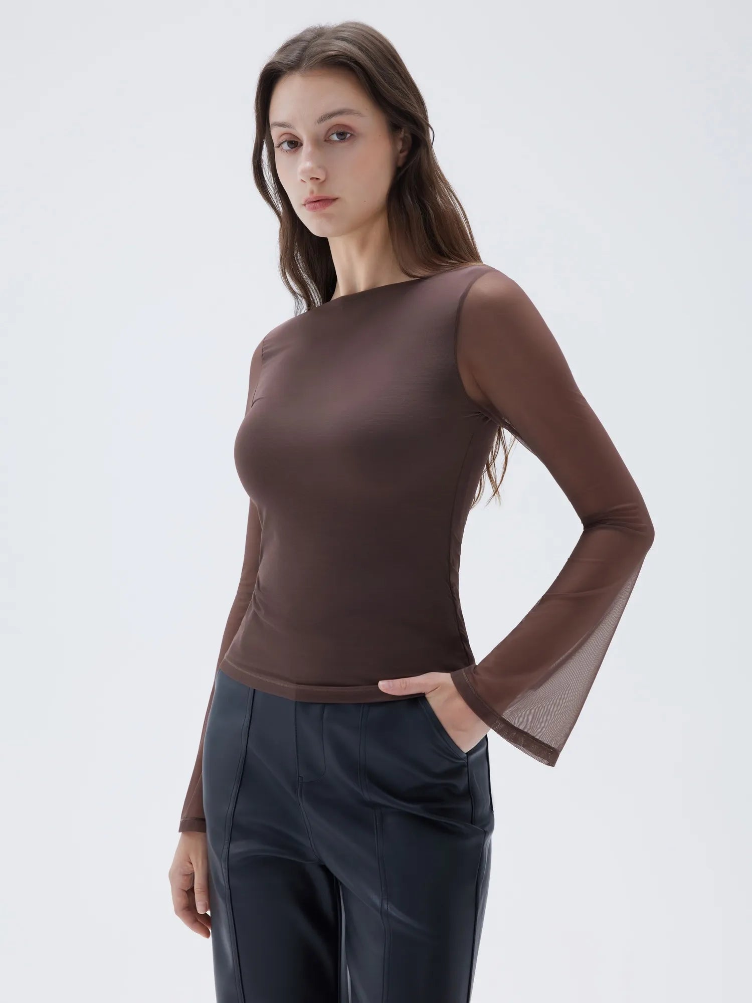 Mesh Boat Neck Shirt - Bell Long Sleeve