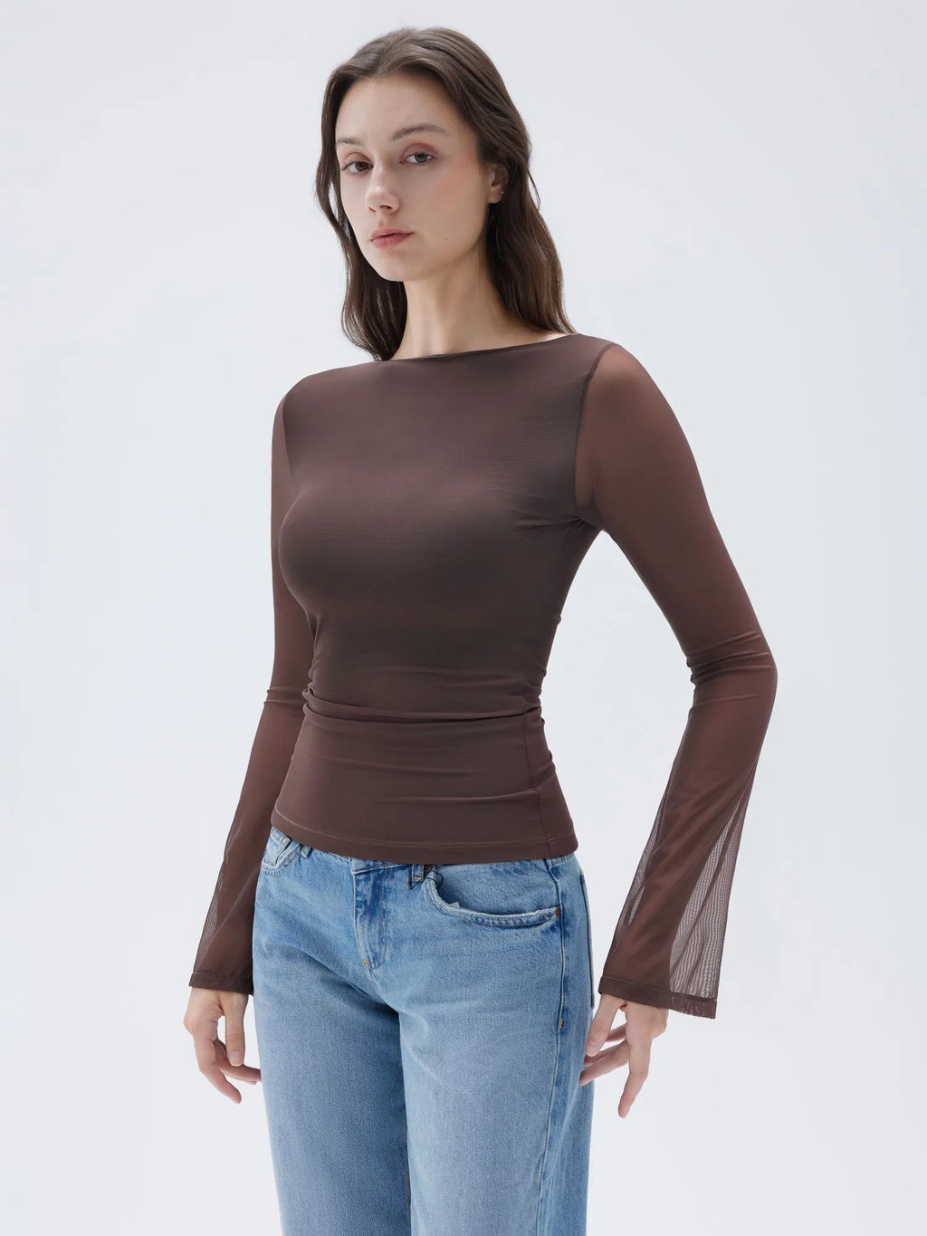 Mesh Boat Neck Shirt - Bell Long Sleeve
