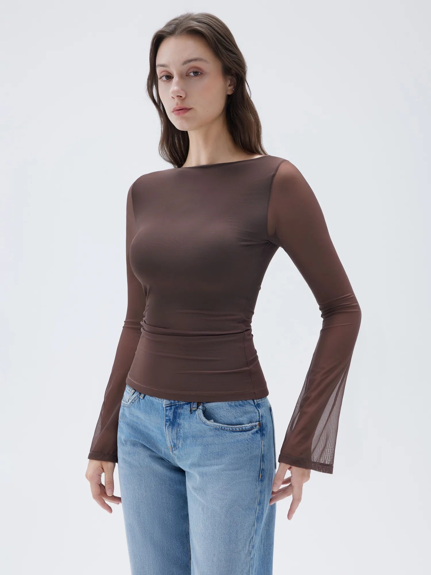 Mesh Boat Neck Shirt - Bell Long Sleeve
