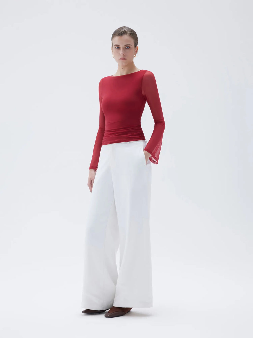 Mesh Boat Neck Shirt - Bell Long Sleeve