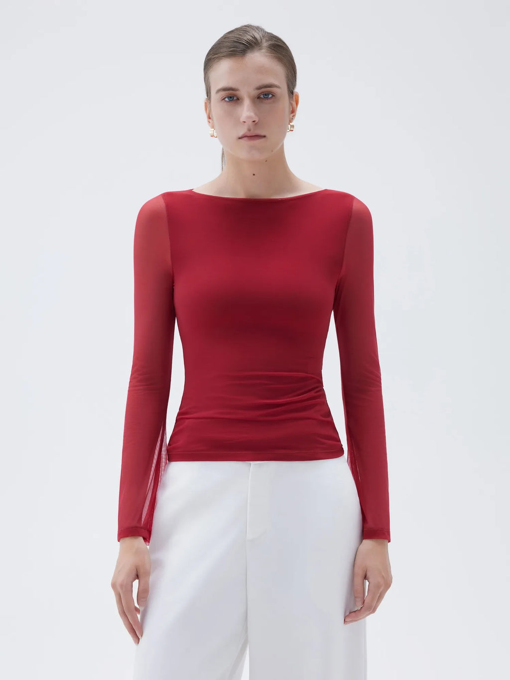 Mesh Boat Neck Shirt - Bell Long Sleeve