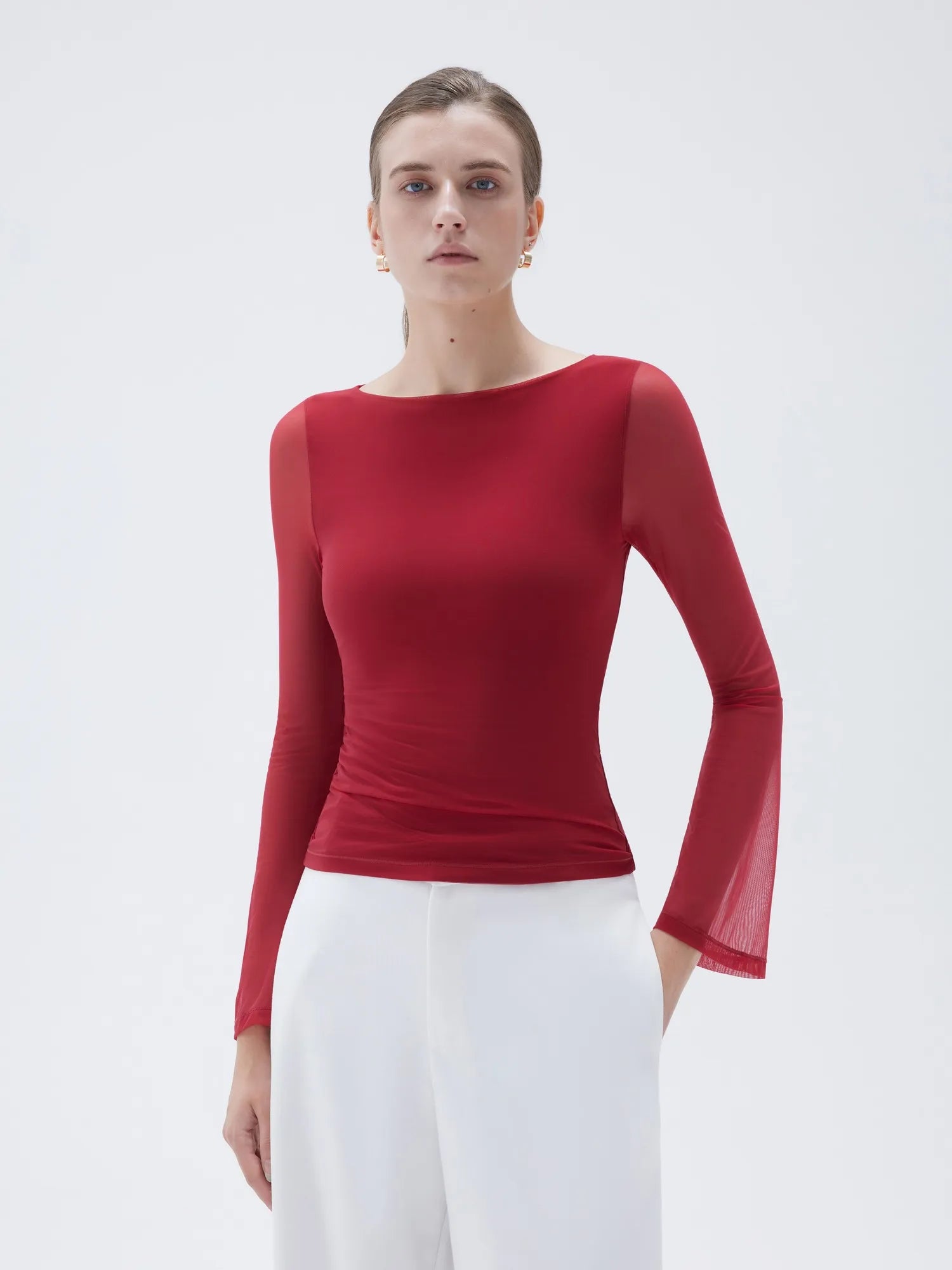 Mesh Boat Neck Shirt - Bell Long Sleeve