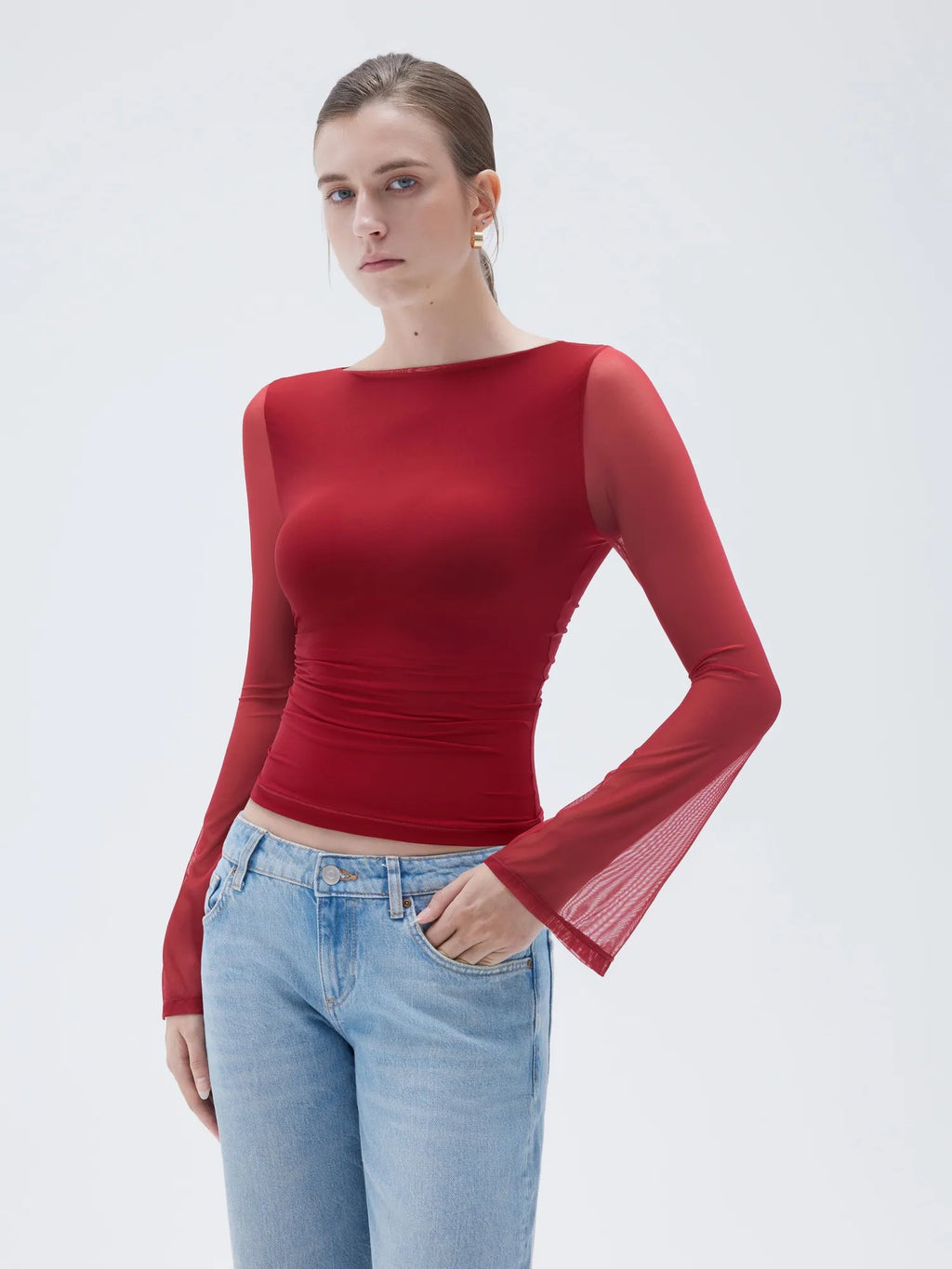 Mesh Boat Neck Shirt - Bell Long Sleeve
