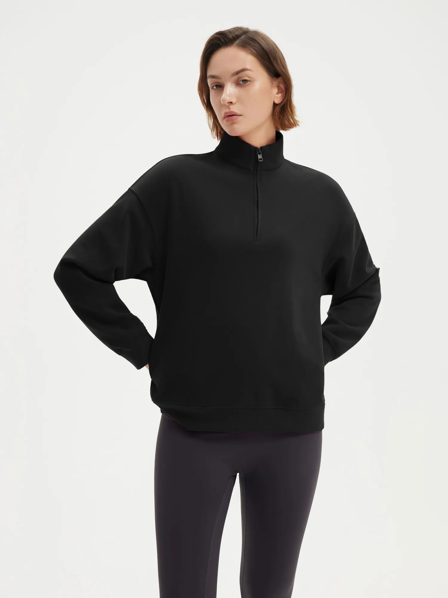 Half Zip Stand Collar Sweatshirt