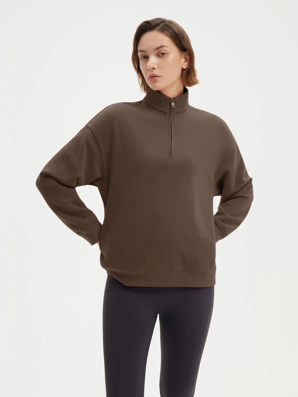 Half Zip Stand Collar Sweatshirt