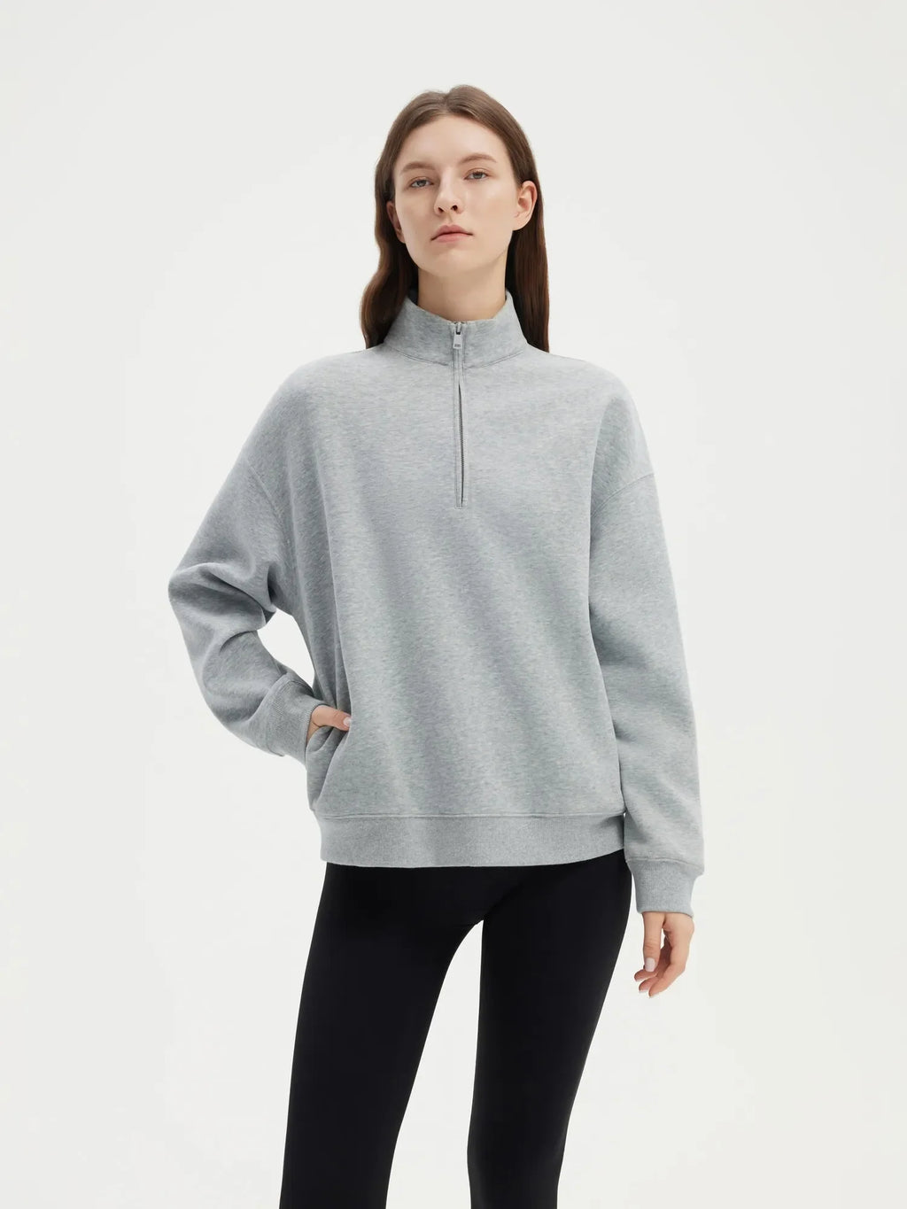 Half Zip Stand Collar Sweatshirt