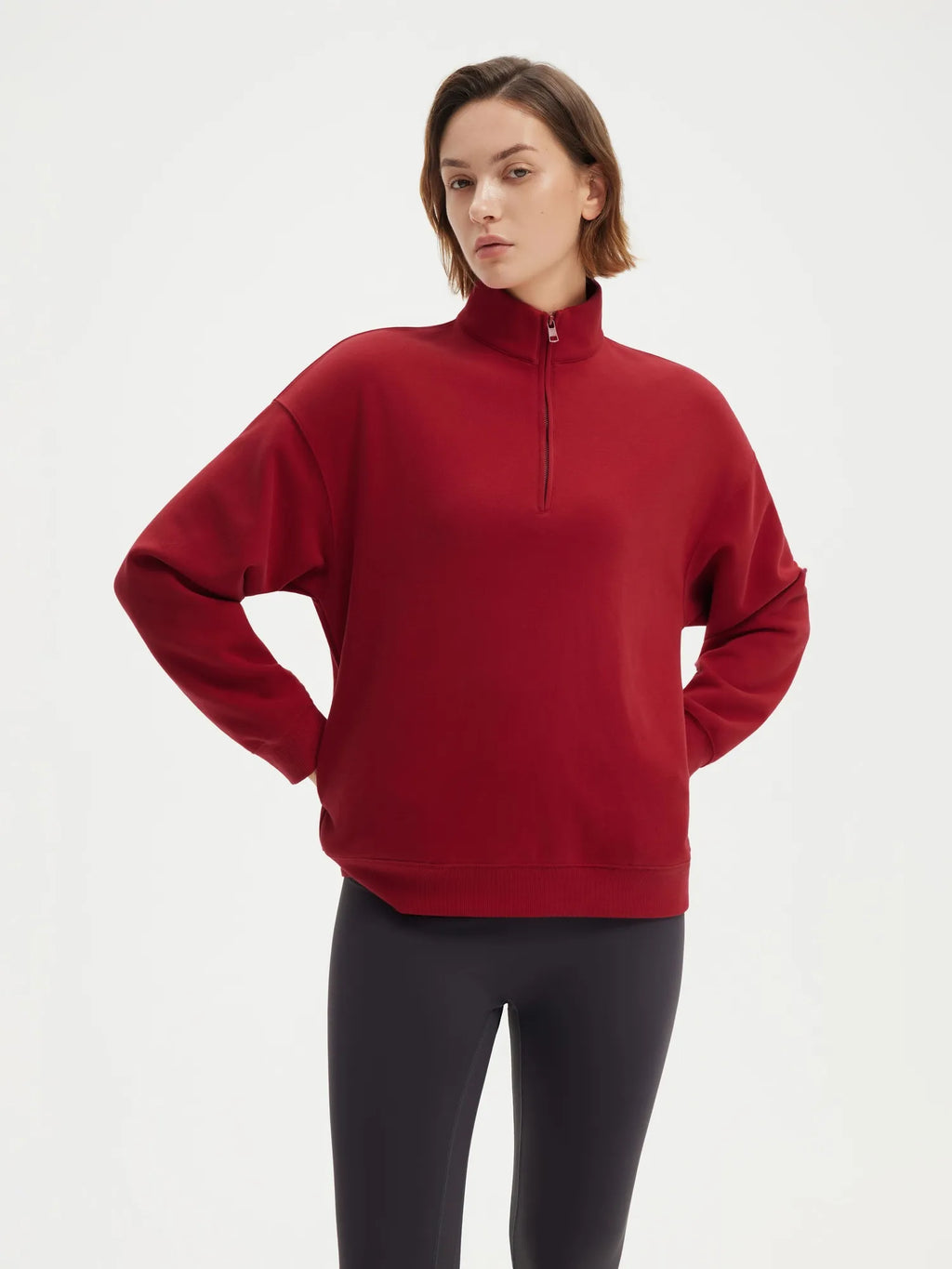 Half Zip Stand Collar Sweatshirt