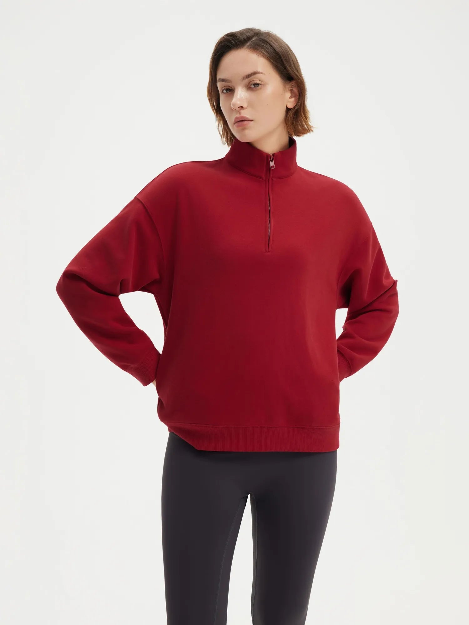 Half Zip Stand Collar Sweatshirt