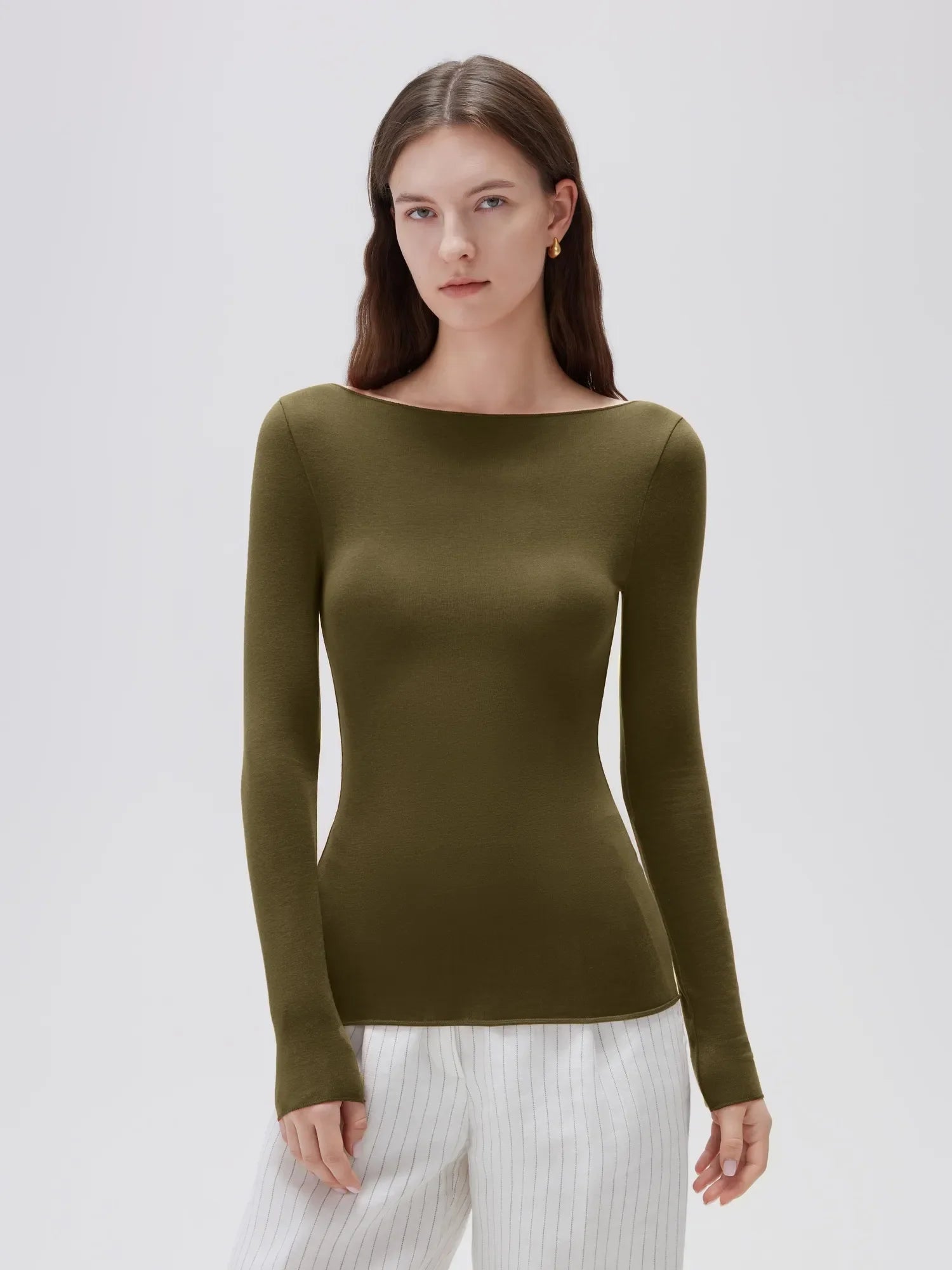 Cloud Cashmere Boat Neck Shirt - Long Sleeve