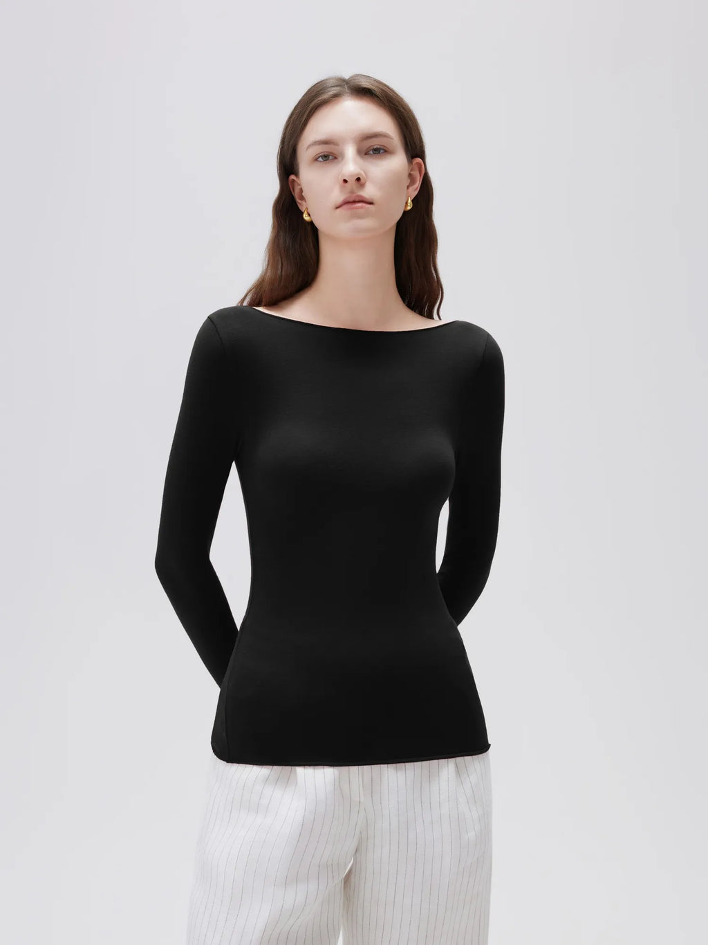 Cloud Cashmere Boat Neck Shirt - Long Sleeve