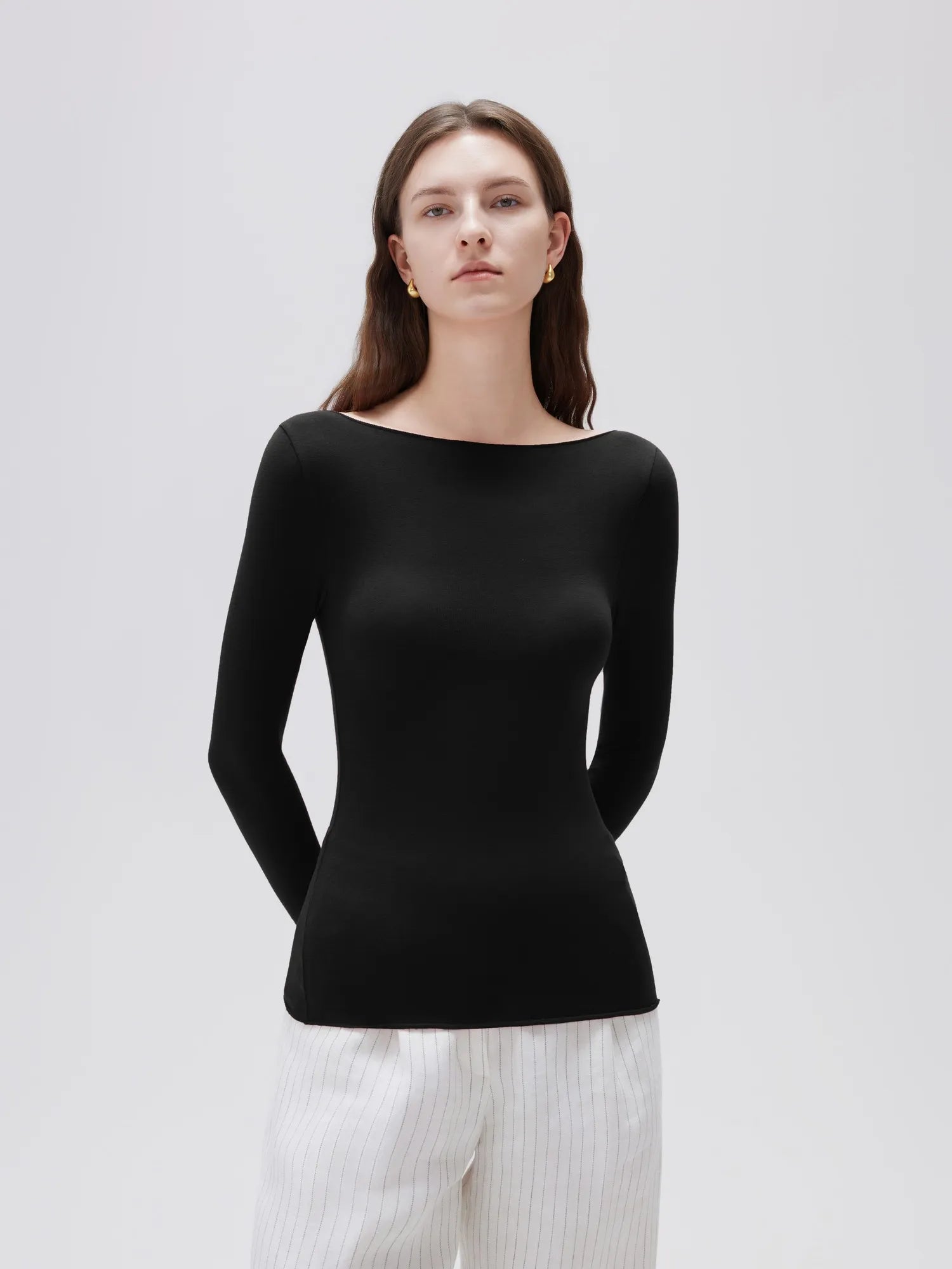 Cloud Cashmere Boat Neck Shirt - Long Sleeve