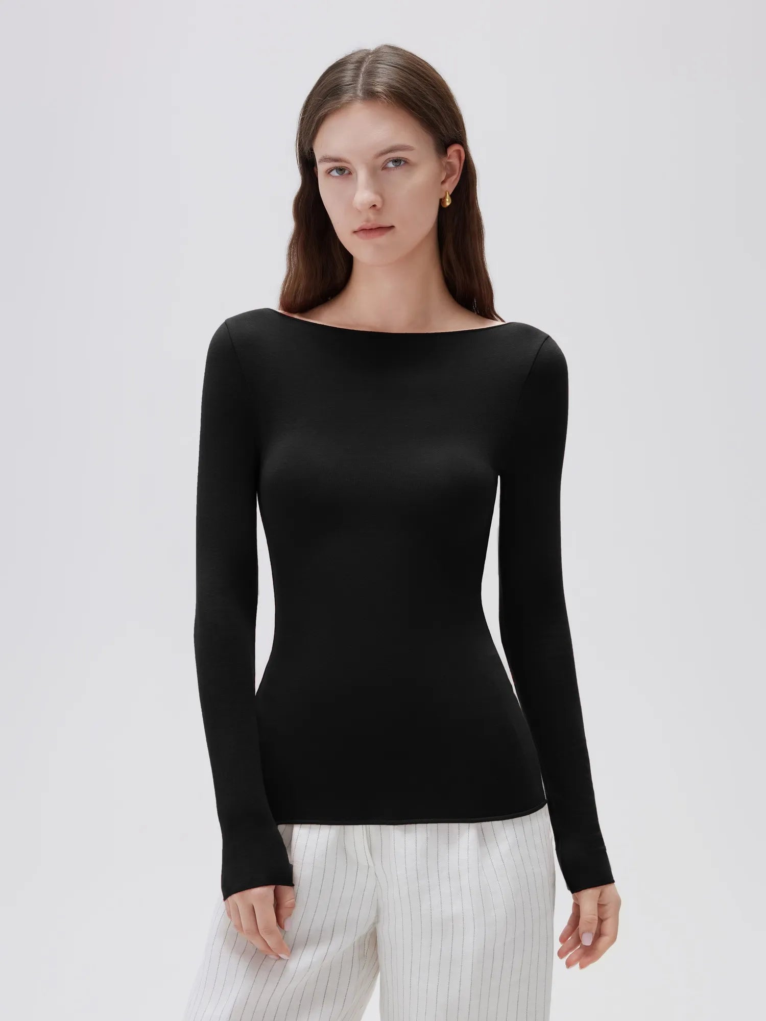 Cloud Cashmere Boat Neck Shirt - Long Sleeve