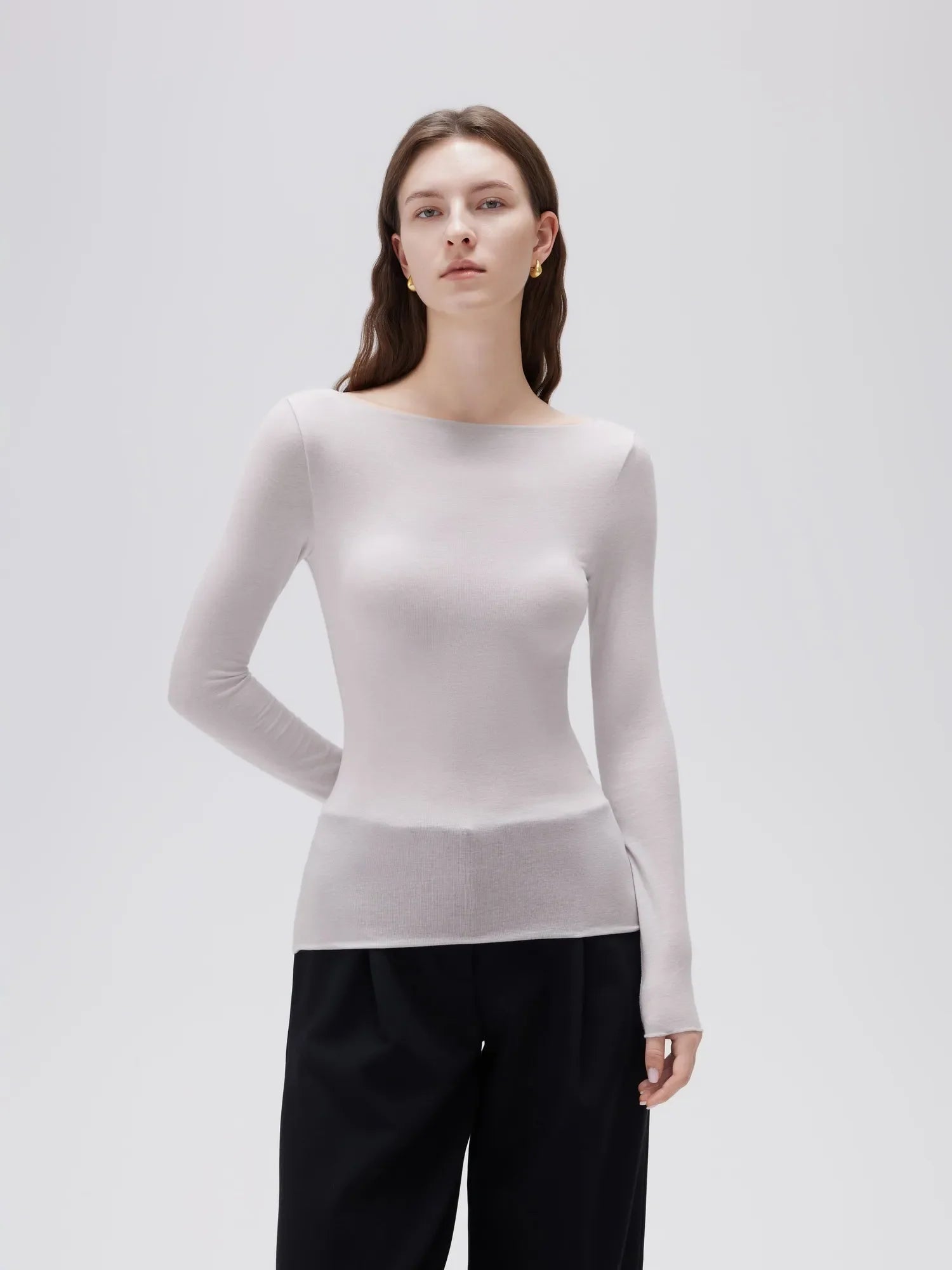 Cloud Cashmere Boat Neck Shirt - Long Sleeve
