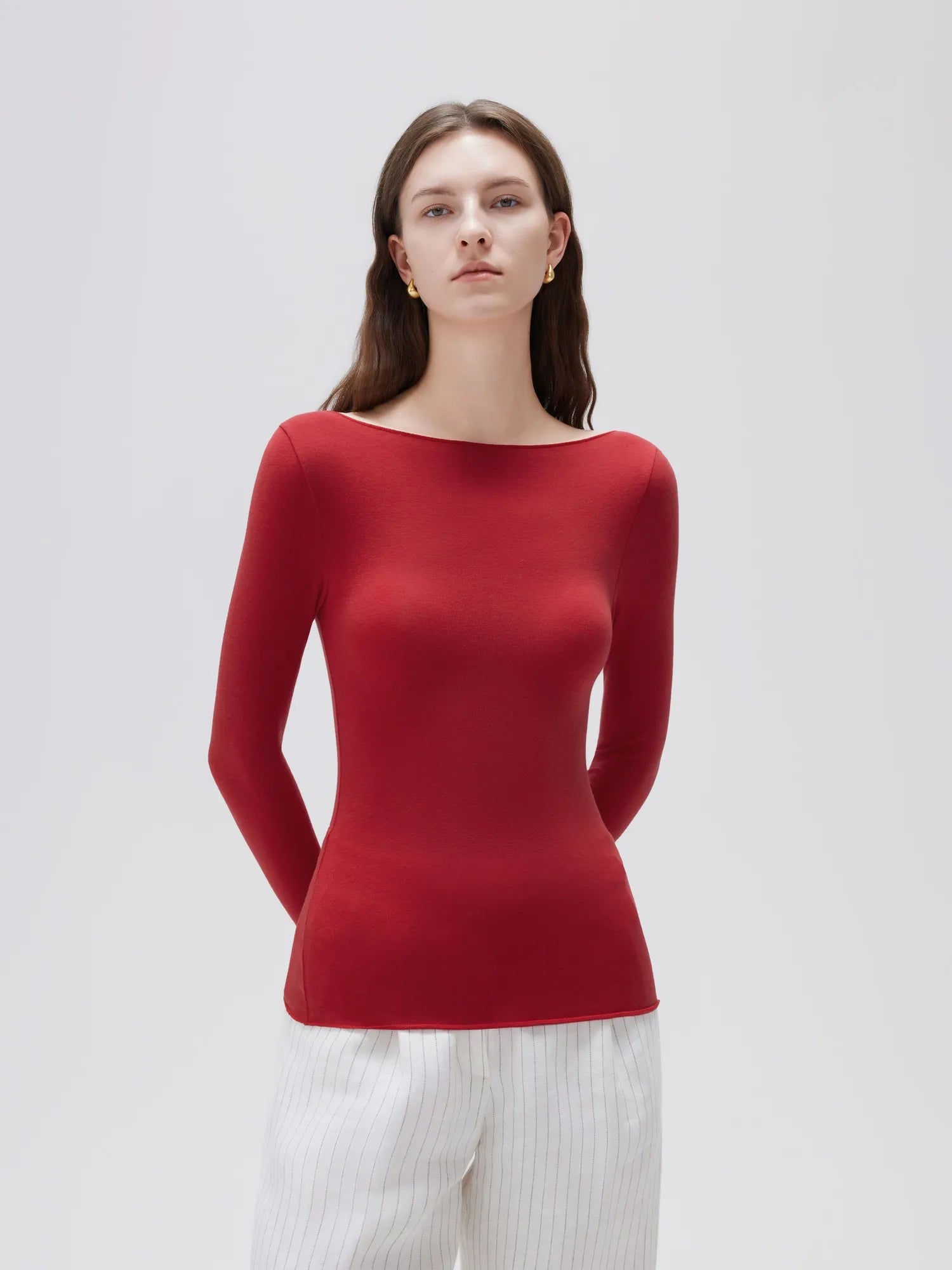 Cloud Cashmere Boat Neck Shirt - Long Sleeve