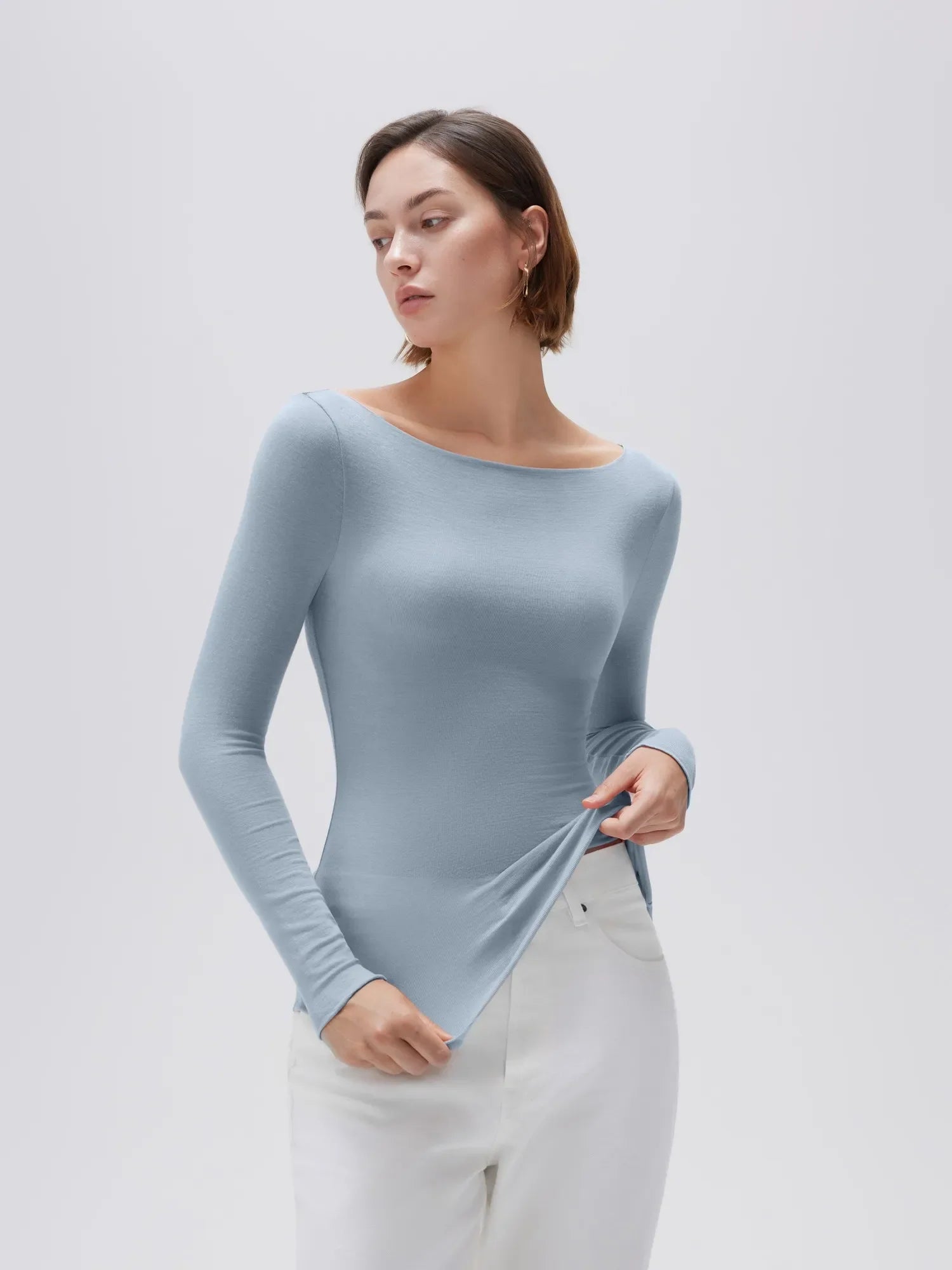 Cloud Cashmere Boat Neck Shirt - Long Sleeve